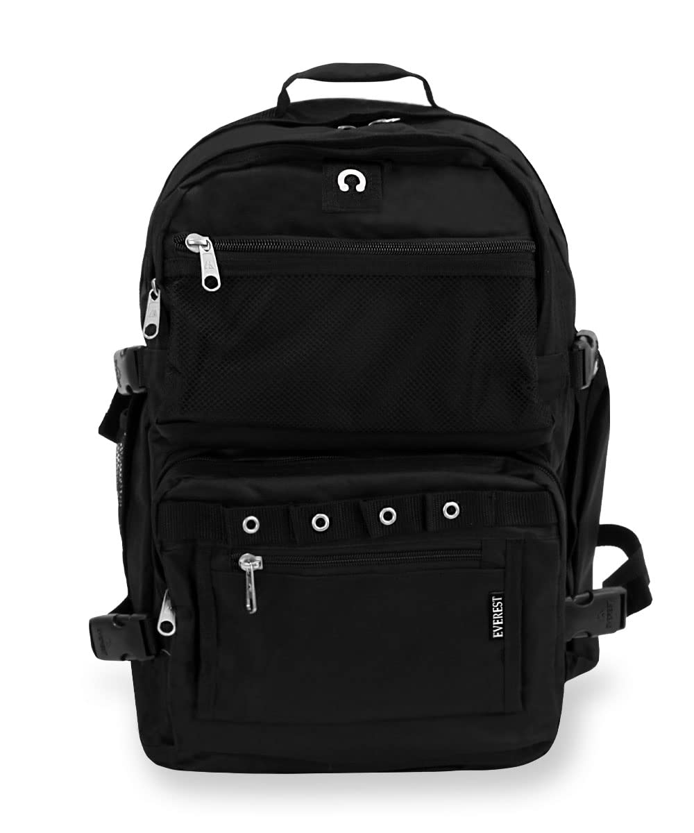 Everest Deluxe Oversize Travel Backpack - Large Black Durable Carry-On Backpack for Hiking, Camping & Airplane Travel