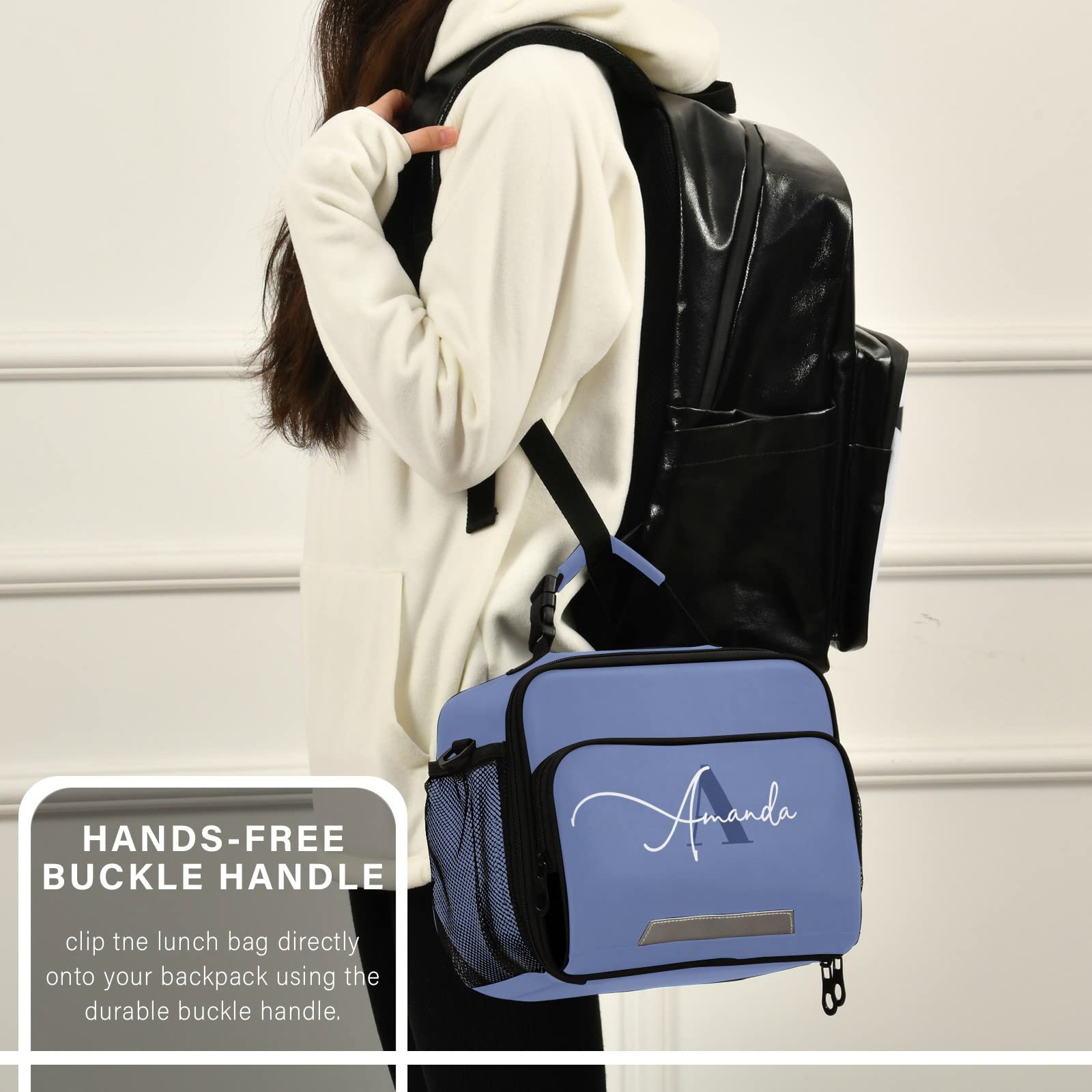 Custom Insulated Lunch Bag for Women & Students - Lightweight, Adjustable Shoulder Strap, Blue Lunch Box for Work, School, Picnic & Outdoor Activities | Perfect for Office, College, Hiking & Travel