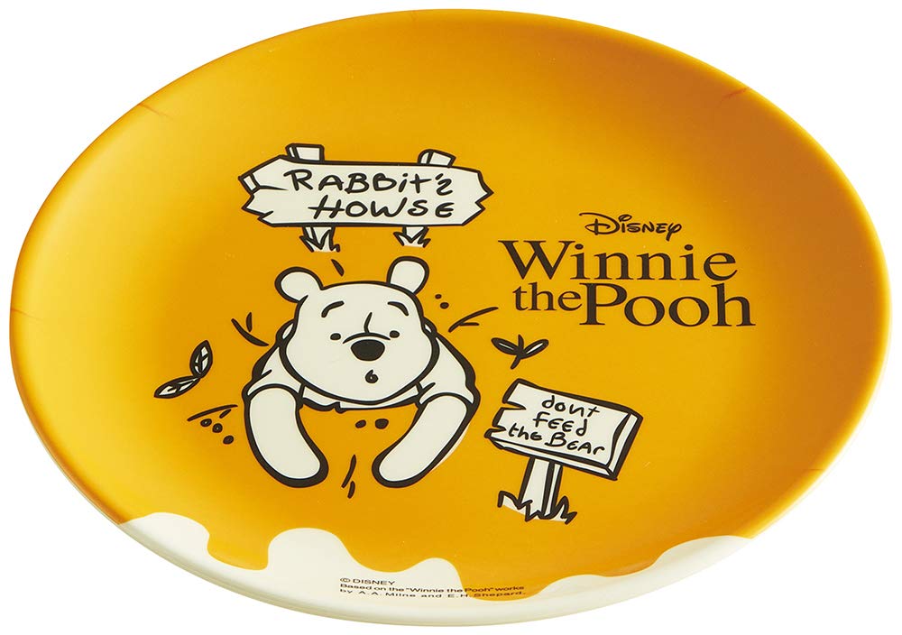 Disney Winnie the Pooh Honey 7.5-inch Melamine Skater Plate - Durable Bread & Dessert Plate for Kids, Party, Picnic & Home Dining (19cm)