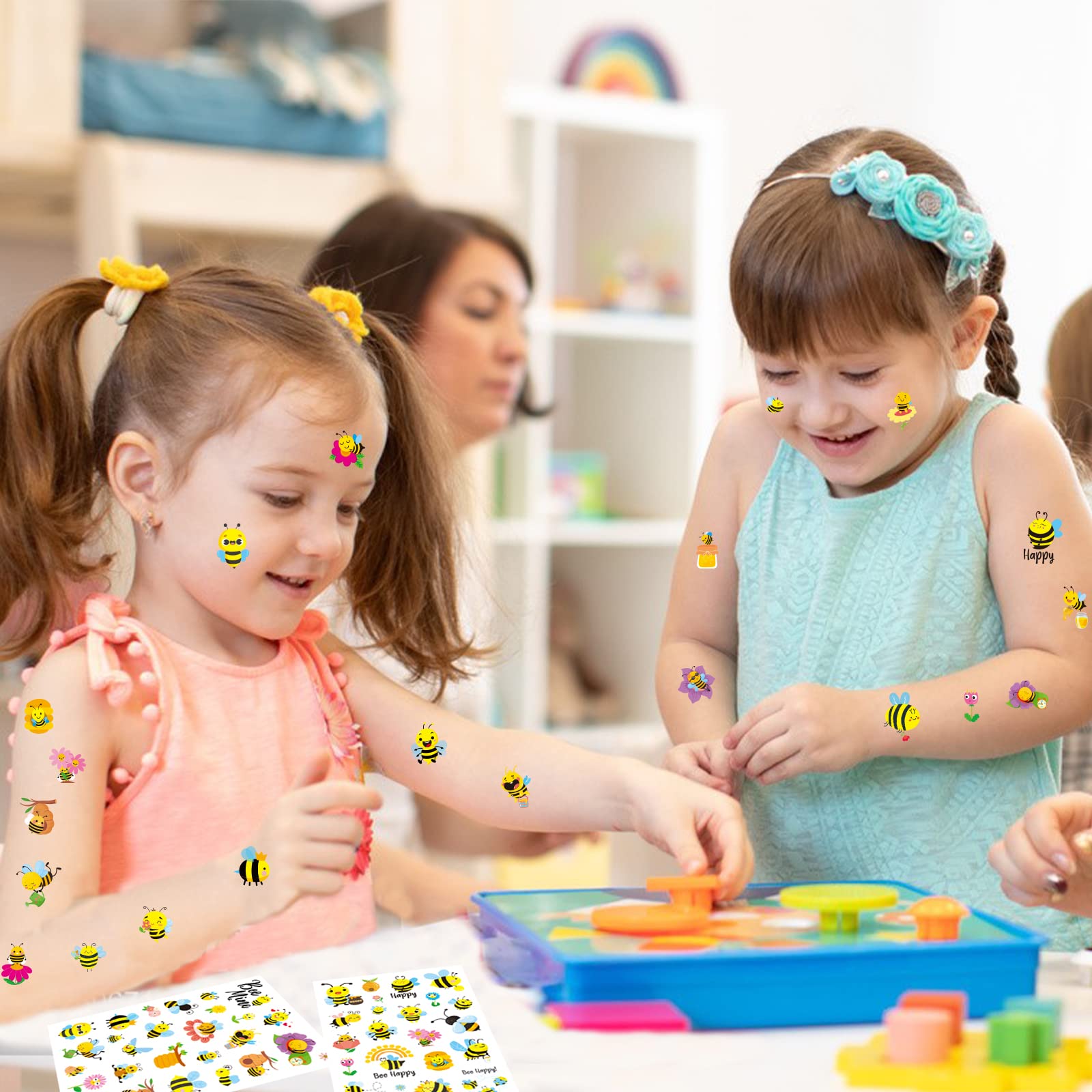 505 Cute Bumble Bee Temporary Tattoo Stickers - Waterproof Fake Tattoos for Kids Birthday Parties, Summer Festivals & Fairy Themed Events - Bulk Party Favors, Goodie Bag Fillers & DIY Craft Supplies
