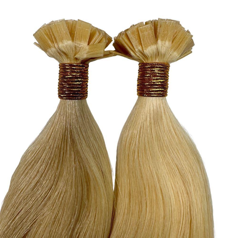 Blonde Straight Flat Tip Hair Extensions - 100% Remy Human Hair for Styling & Volume - Perfect for Parties, Weddings & Everyday Wear