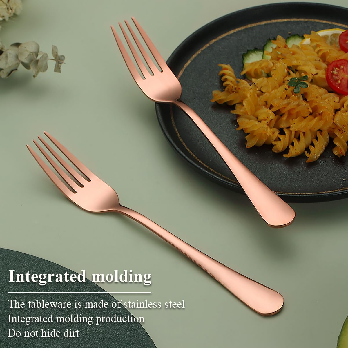 Premium 12-Piece Rose Gold Dinner Forks Set - 8.07