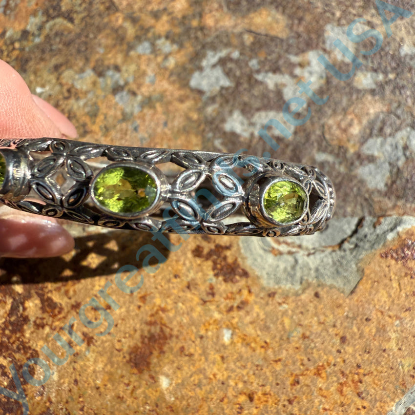 Faceted Peridot Sterling Silver Cuff Bracelet for Women - Elegant Handmade Jewelry Gift for Birthday, Anniversary & Special Occasions