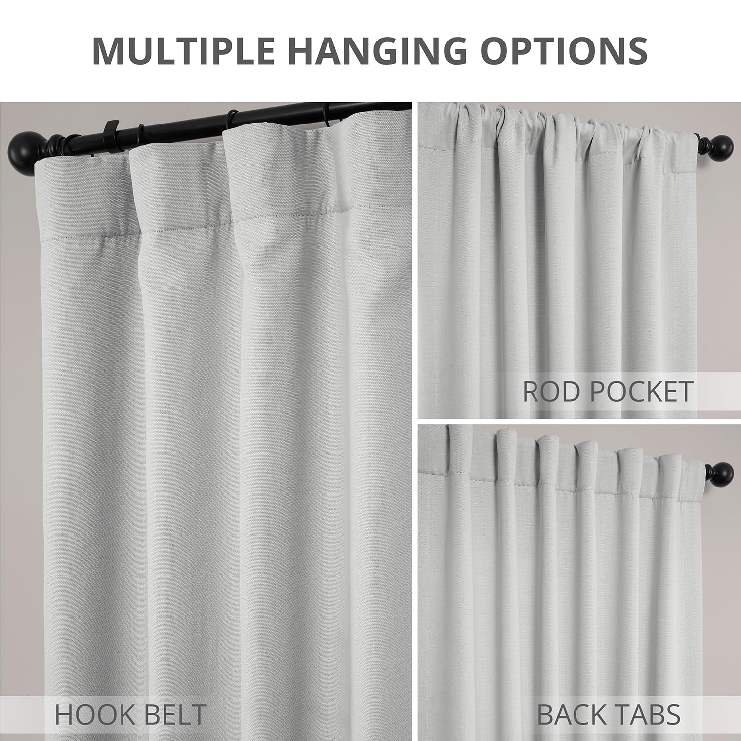 Blackout Curtains for Bedroom - 1 Panel Faux Linen Window Drapes 50x96 Inches, Oyster Color | Noise Reducing & Thermal Insulated for Better Sleep