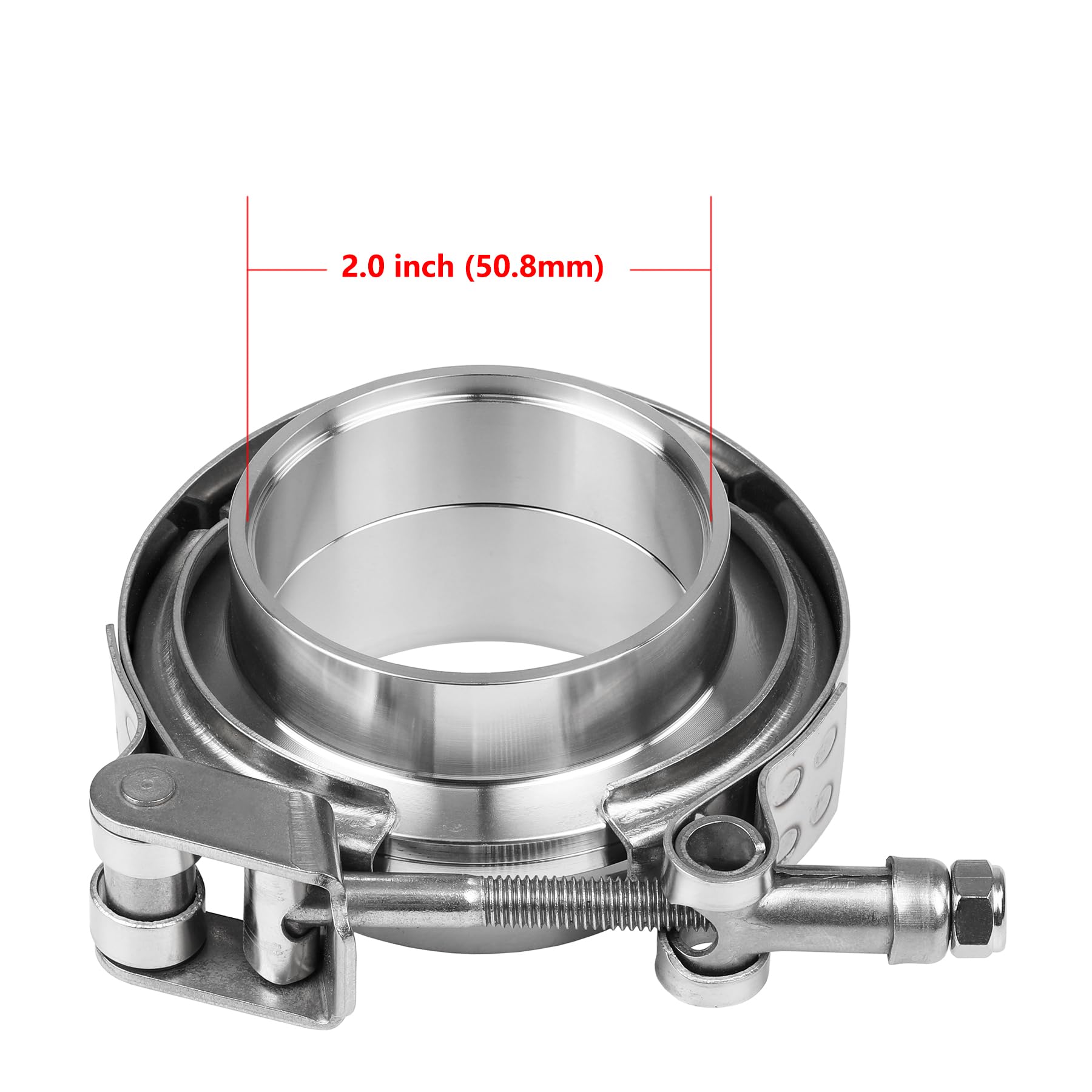 Ucreative 2.0 Inch Quick Release V Band Clamp with Flange - Male & Female 304 Stainless Steel (2PCS) - Perfect for Turbocharger, Exhaust Systems & Industrial Piping Connections