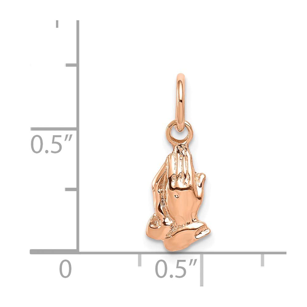 14K Rose Gold Praying Hands Charm Pendant - Religious Jewelry for Women & Men - Perfect for Prayer, Gifts & Everyday Wear