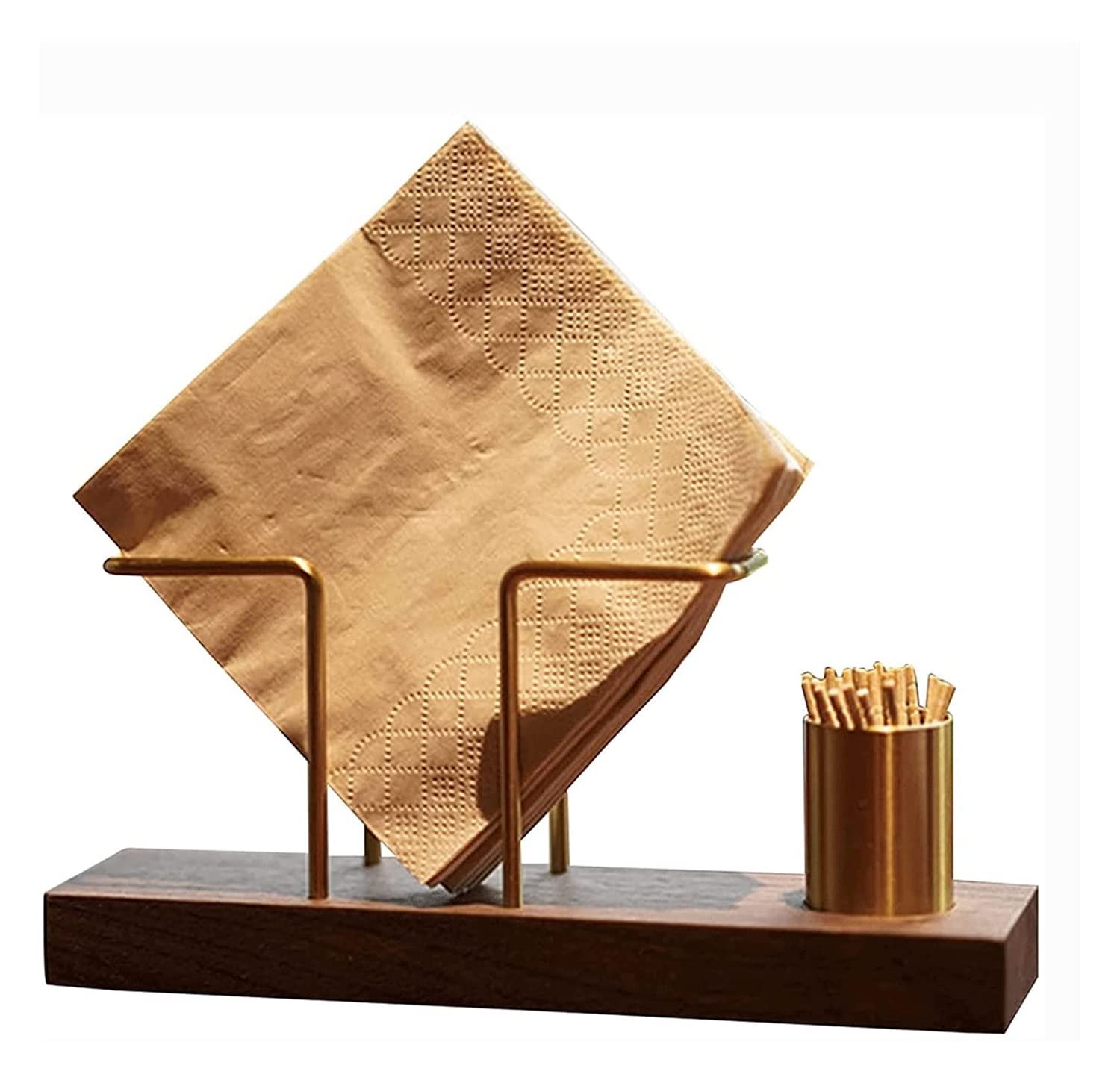 Modern Napkin Holder & Toothpick Dispenser - Brown Kitchen Napkin Storage for Dining Table | Perfect for Restaurants, Home Kitchens, and Party Decor