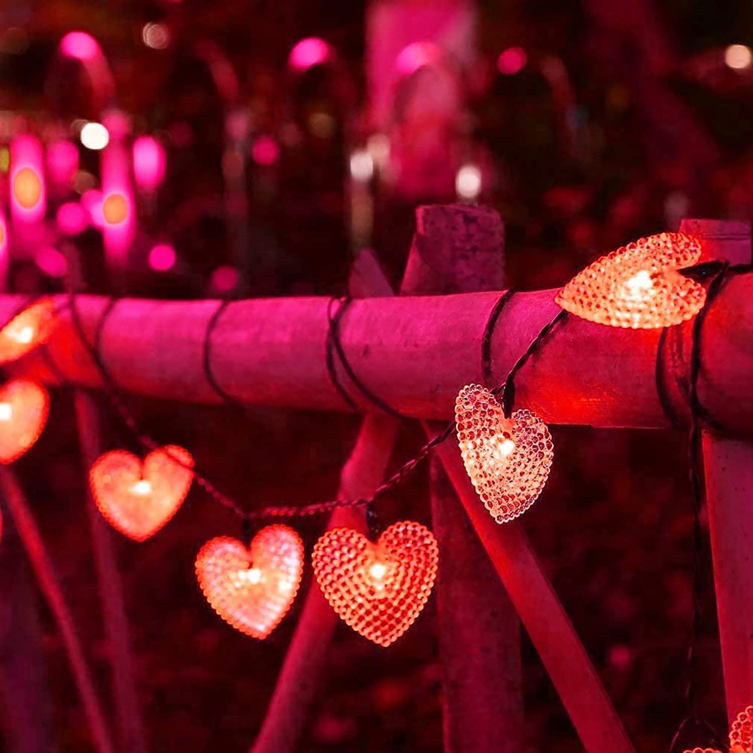 Solar Heart String Lights 20ft - Waterproof 30 LED Heart-Shaped Outdoor Lights with 8 Lighting Modes | Solar Powered Fairy Lights for Garden, Pathway, Wedding, Party & Christmas Decor (Red) - Perfect for Romantic Backyard, Patio and Holiday Decoration