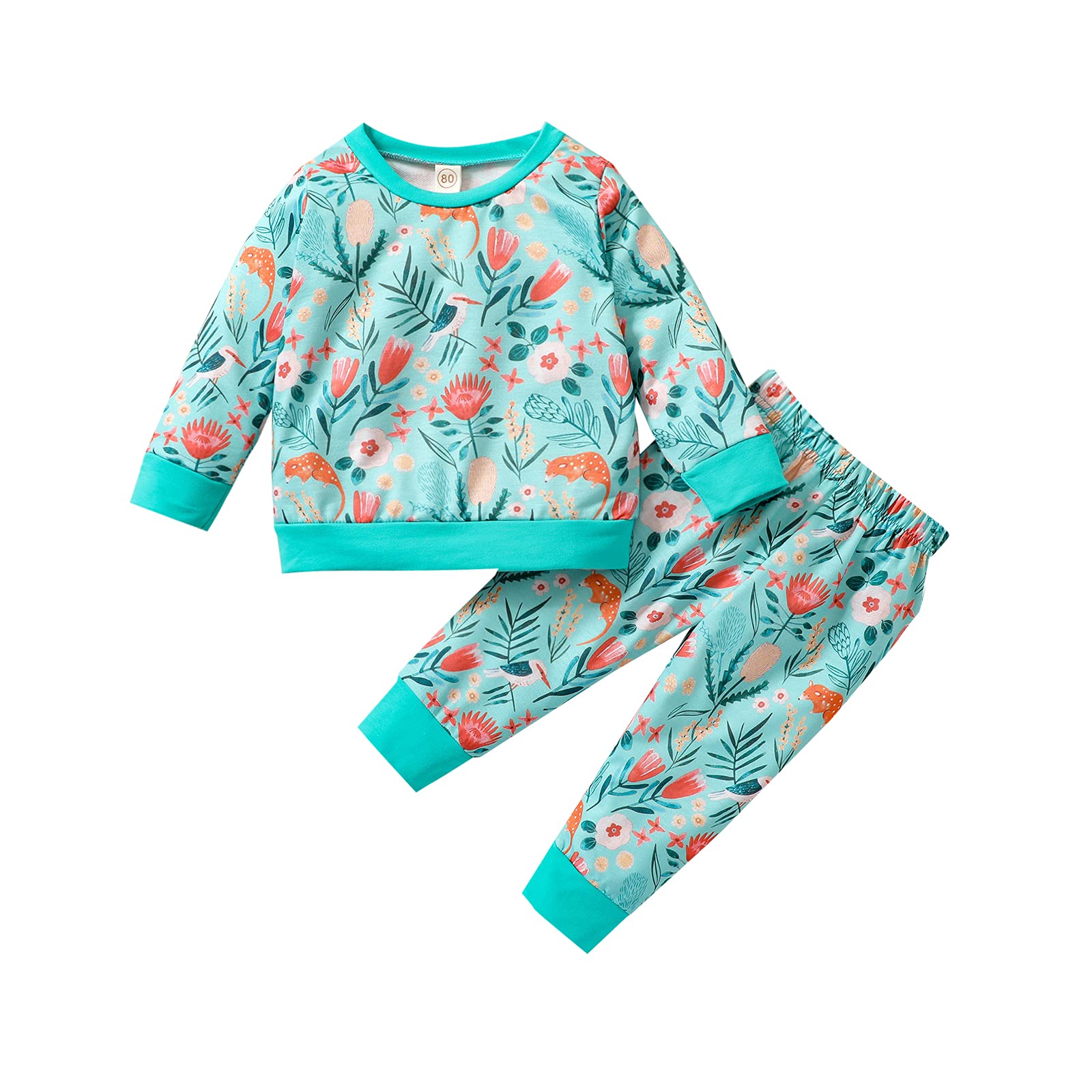 Winter Baby Girl Outfits - Floral Print Top & Pants Set - Cute Toddler Clothes for Holiday Photos & Family Gatherings