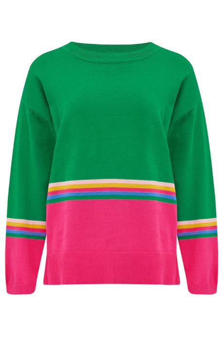 Moana Jumper Sweater - Green & Prism Color Block Pullover for Women | Cozy Winter Fashion, Casual Outfit, Disney Inspired Style