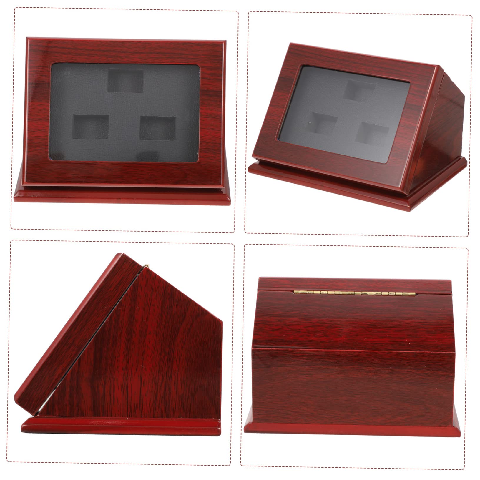 Kisangel 2-Piece Wooden Championship Ring Display Case - Premium Ring Holder Box for Jewelry, Awards & Memorabilia - Perfect for Trophy Showcase, Sports Collectibles & Home Decor Display