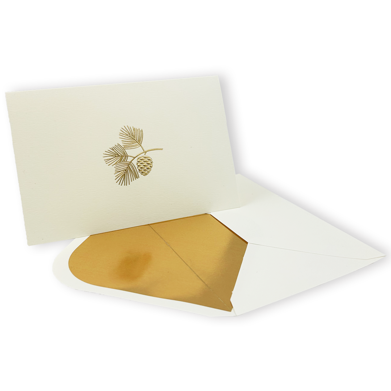 Golden Pinecone Embossed Note Cards - Elegant Stationery for Thank You Notes, Greetings & Special Occasions | Premium Quality Paper for Wedding Invitations, Holiday Cards & Business Correspondence
