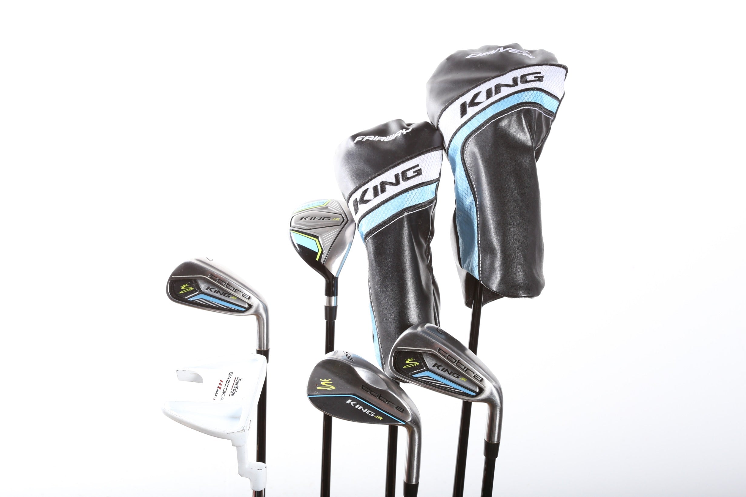 Cobra King Junior Golf Club Set - Right Hand Youth Driver, Fairway Wood, Hybrid, 7 Iron, 9 Iron, Sand Wedge & Putter - Perfect for Young Golfers Learning & Practicing on the Course
