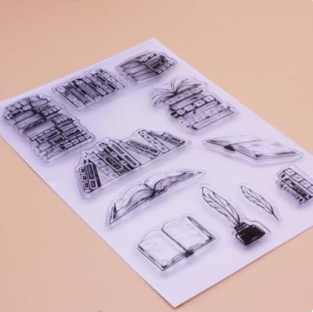 Alinacutle Book Craft Clear Stamps - School Books Stamps Set for Scrapbooking, Card Making & Paper Art - Premium Silicone Stamps for DIY Projects, Journaling & Gift Wrapping