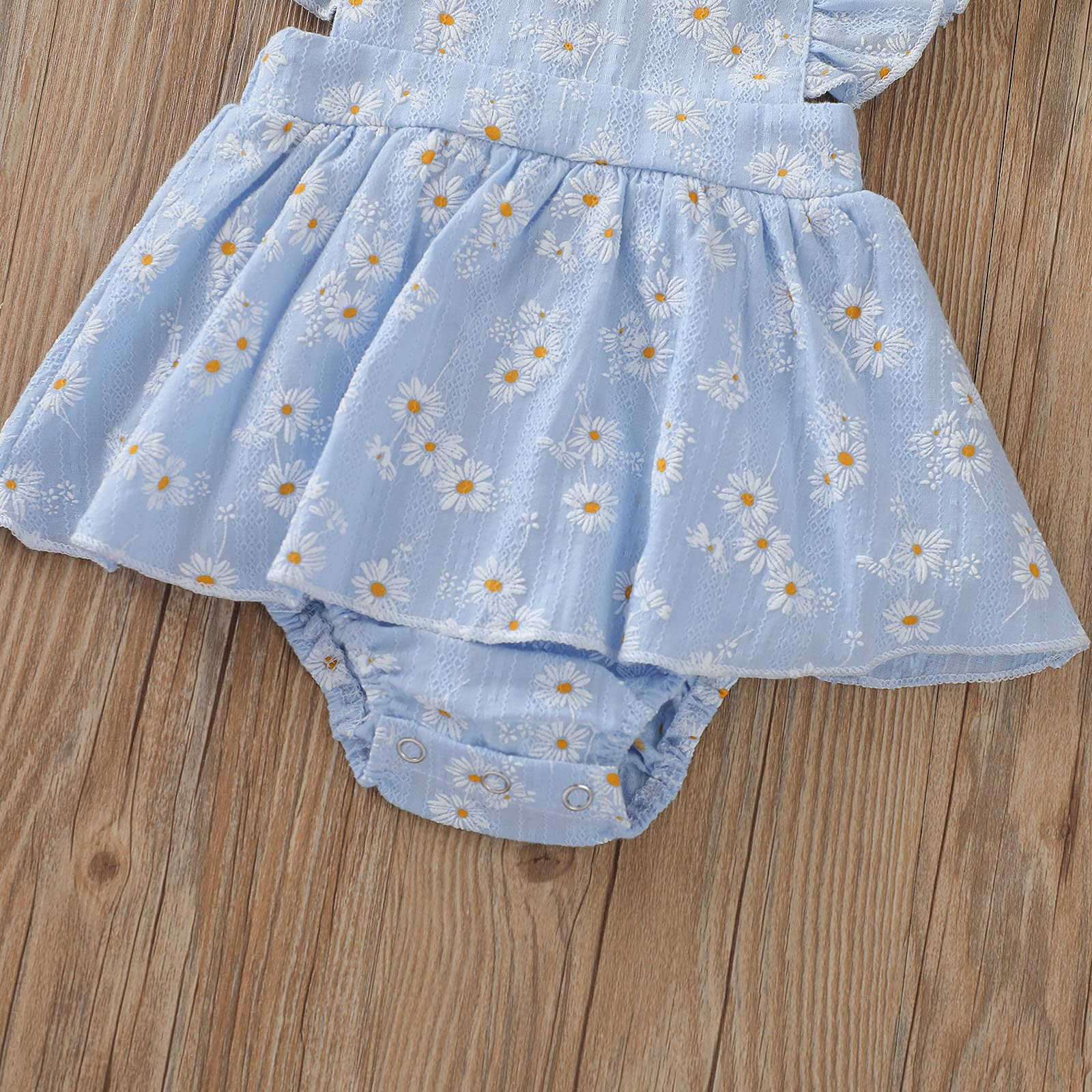Newborn Baby Girl Daisy Romper Dress - Flutter Sleeve One-Piece Jumpsuit with Headband for Summer Outfits | Perfect for Photoshoots, Parties & Casual Wear