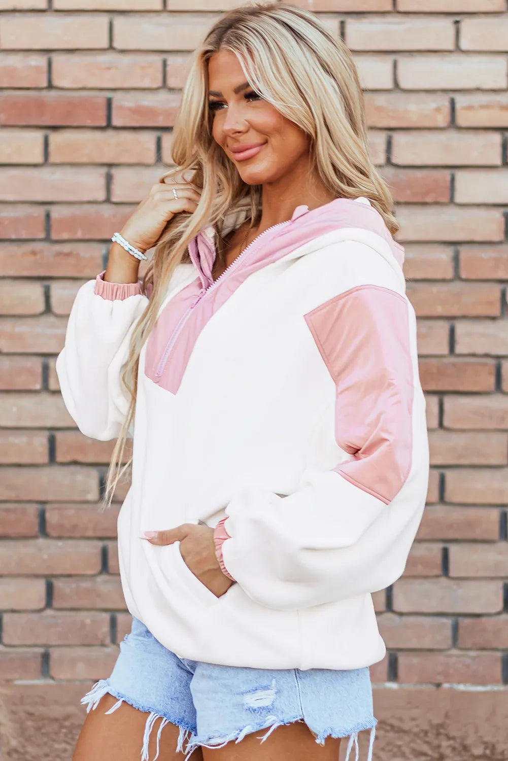 Color Block Half Zip Long Sleeve Hoodie for Men & Women | Trendy Pullover Sweatshirt with Kangaroo Pocket | Perfect for Casual Wear, Gym, and Outdoor Activities