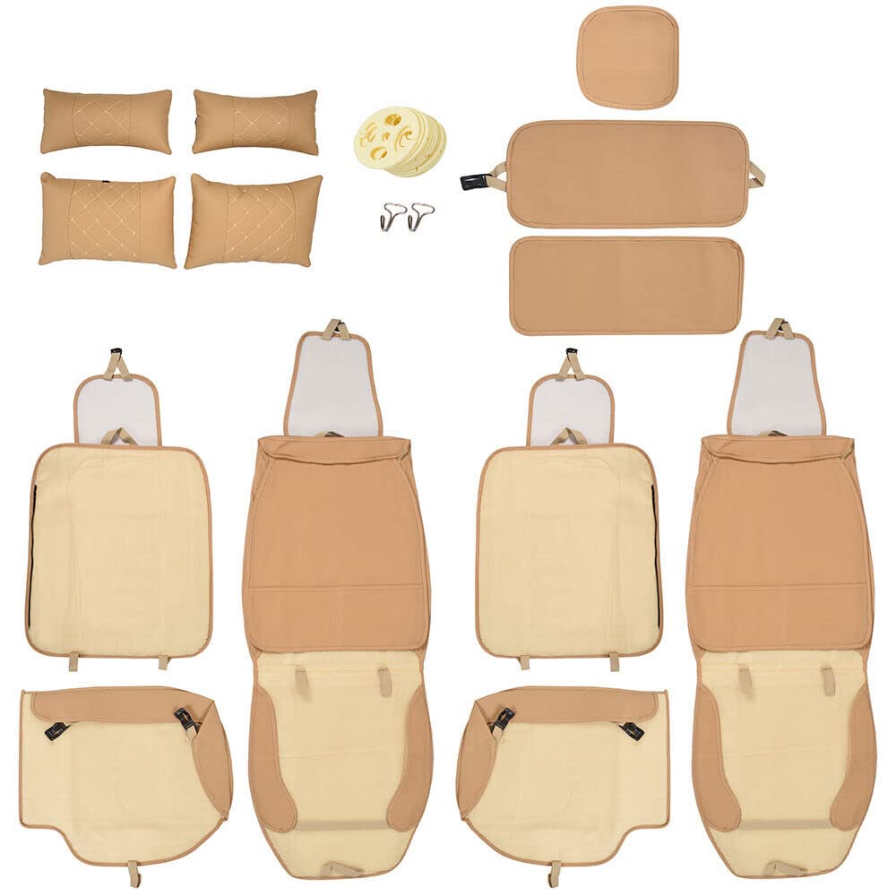 Premium PU Leather Car Seat Covers Full Set - Universal Fit for 5-Seat Vehicles | Waterproof & Comfortable Cushion Protectors for Sedans, SUVs & Trucks | Perfect for Daily Commute, Road Trips & Family Protection