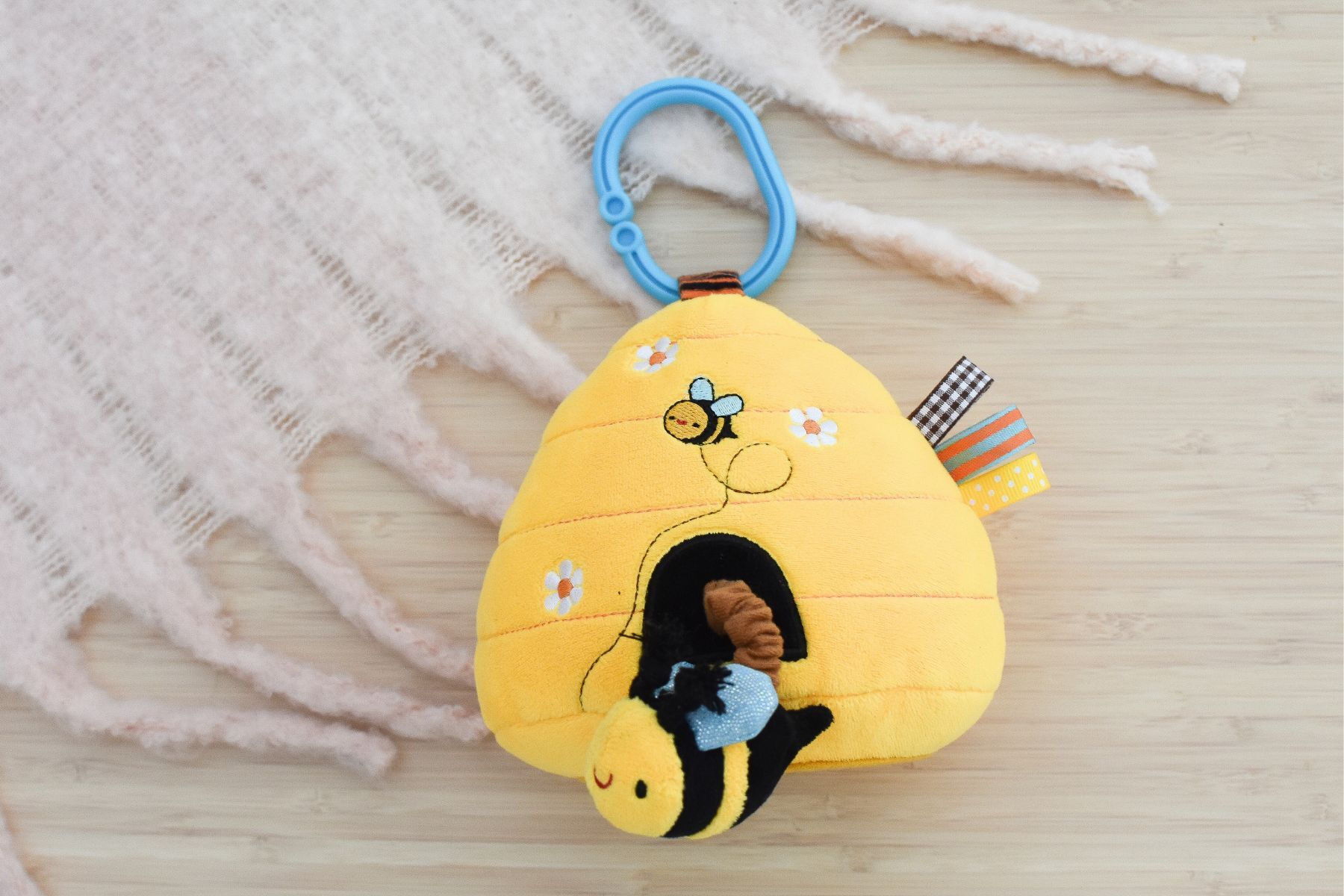 Snuggle Buddy Hunny Bee Hive Hanger Toy - Soft Plush Stuffed Animal for Kids & Babies - Perfect for Nursery Decor, Crib Mobile, and Playtime Cuddles