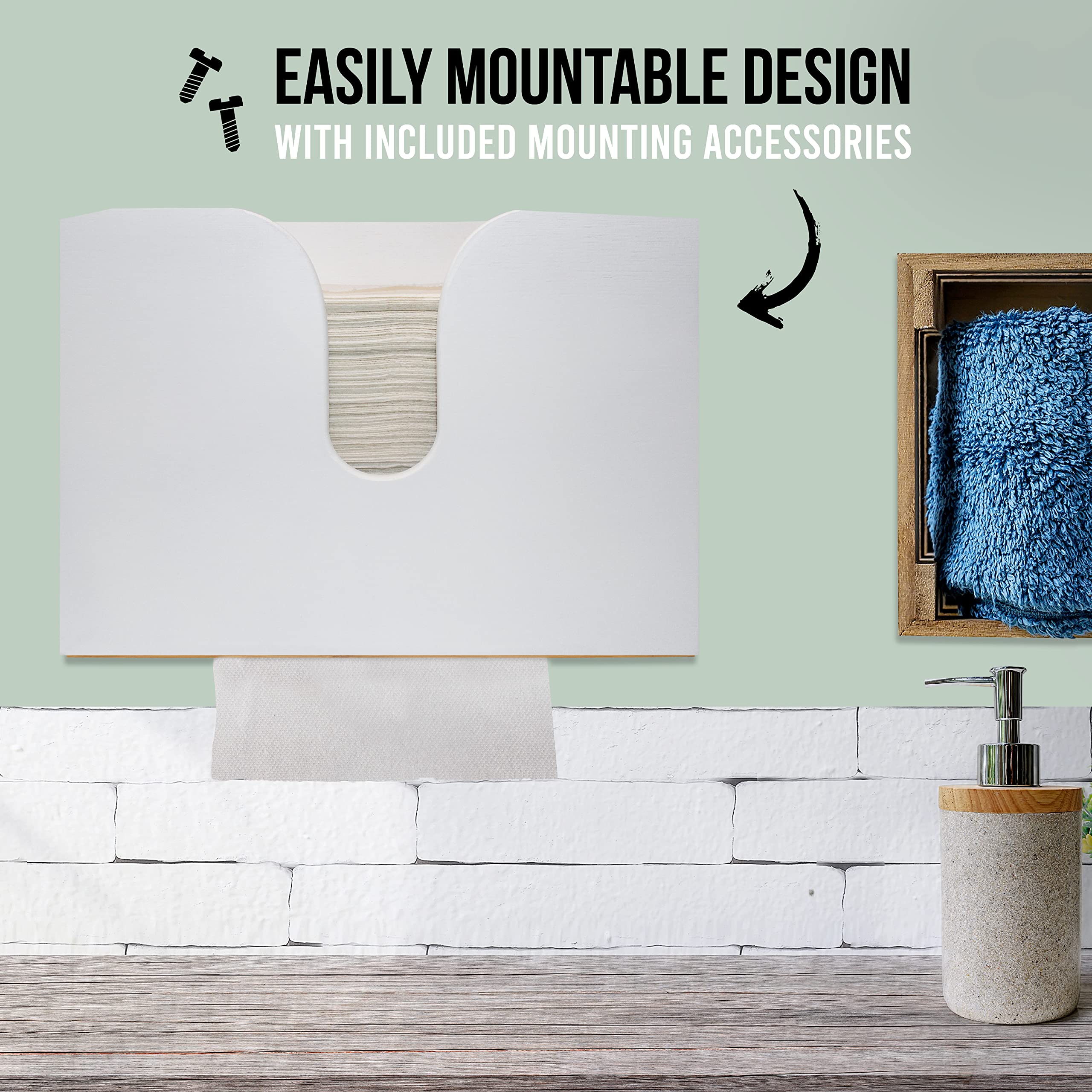 Eco-Friendly Bamboo Paper Towel Dispenser - Wall Mount & Countertop Kitchen & Bathroom Organizer - Holds Multifold, C-Fold & Trifold Paper Towels - Perfect for Home, Office & Restaurant Use