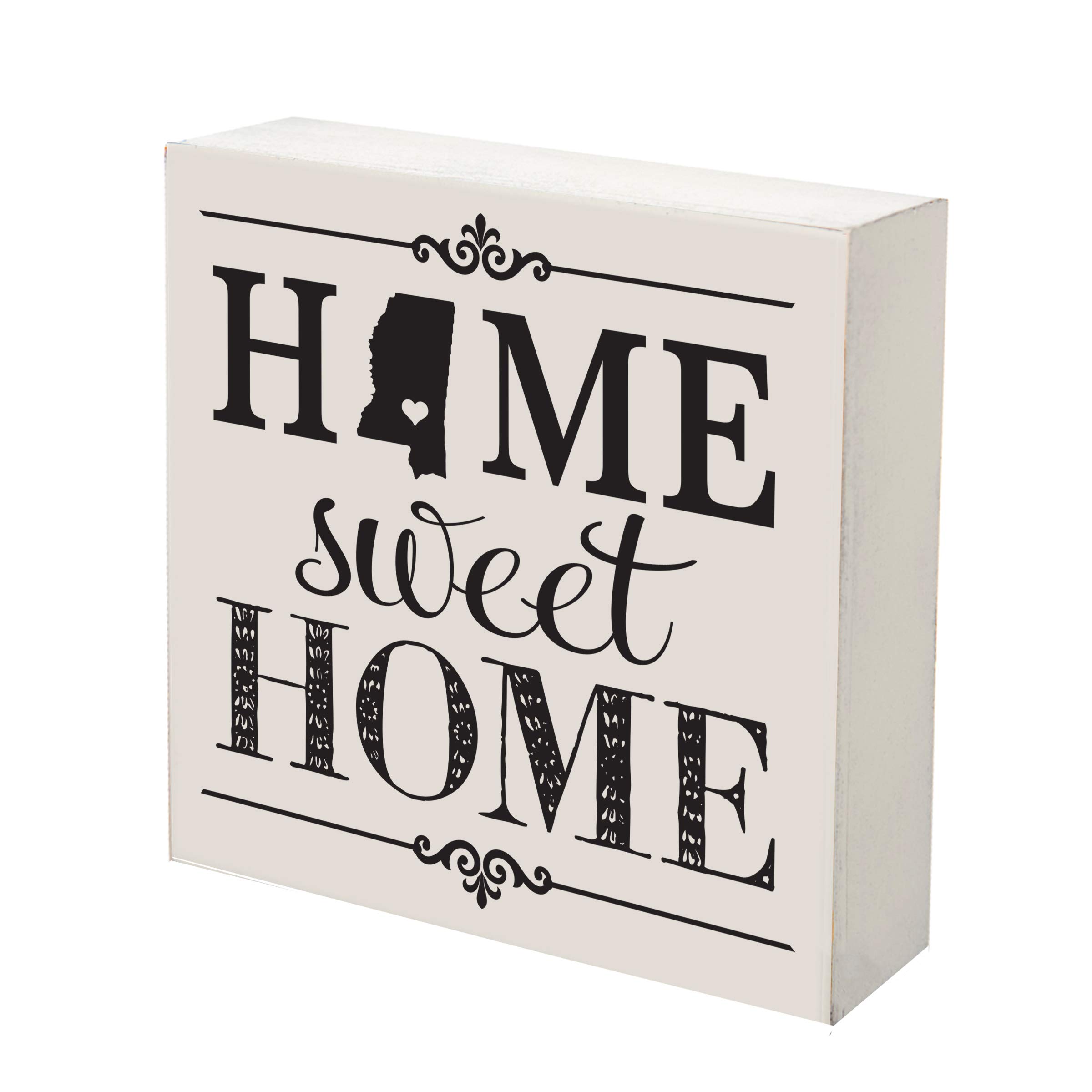 LifeSong Milestones Mississippi State Shadow Box - Home Sweet Home Decor for Table & Shelf - Family Established Housewarming Gift - 10x10 White - Perfect for Home Decor, Wedding Anniversaries & New Home Celebrations