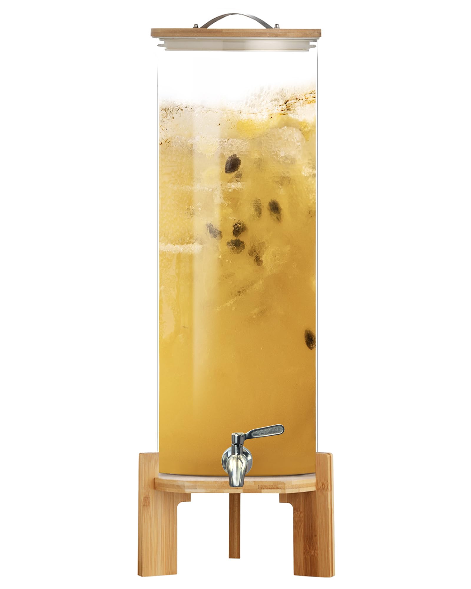 4 Gallon Glass Beverage Dispenser with Stand & Stainless Steel Spigot - 15L/4G Large Capacity Drink Dispenser for Parties, Bars, Restaurants - Perfect for Lemonade, Iced Tea, Cocktails & Outdoor Events