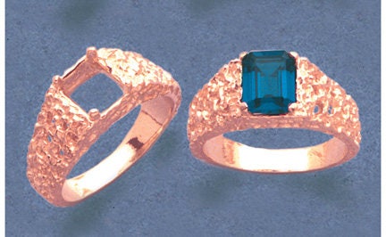Sterling Silver or Solid 10kt Gold 8x6mm Emerald Cut Pre-Notched Blank Nugget Men's Ring Size 10 - Perfect for Wedding Bands, Anniversary Gifts & Everyday Jewelry