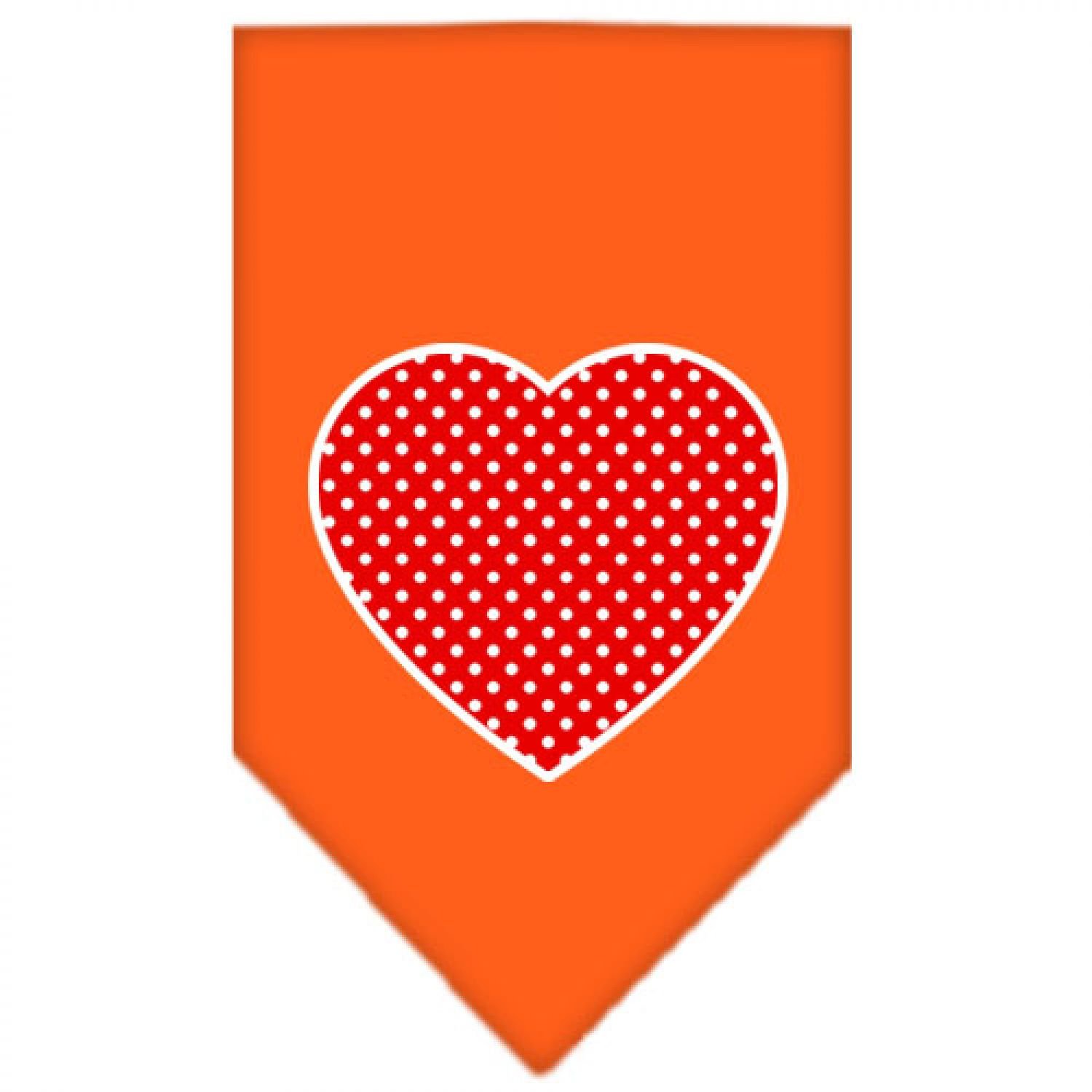 Red Swiss Dot Heart Pet Bandana for Dogs - Orange Large Size - Screen Printed Dog Bandana for Pet Accessories, Gifts, and Special Occasions