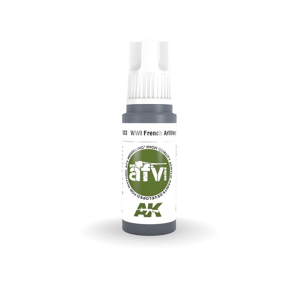 AK Interactive AK11303 AFV Series WWI French Artillery Grey Acrylic Paint - 17ml Bottle (3rd Gen) for Military Model Kits & Historical Dioramas