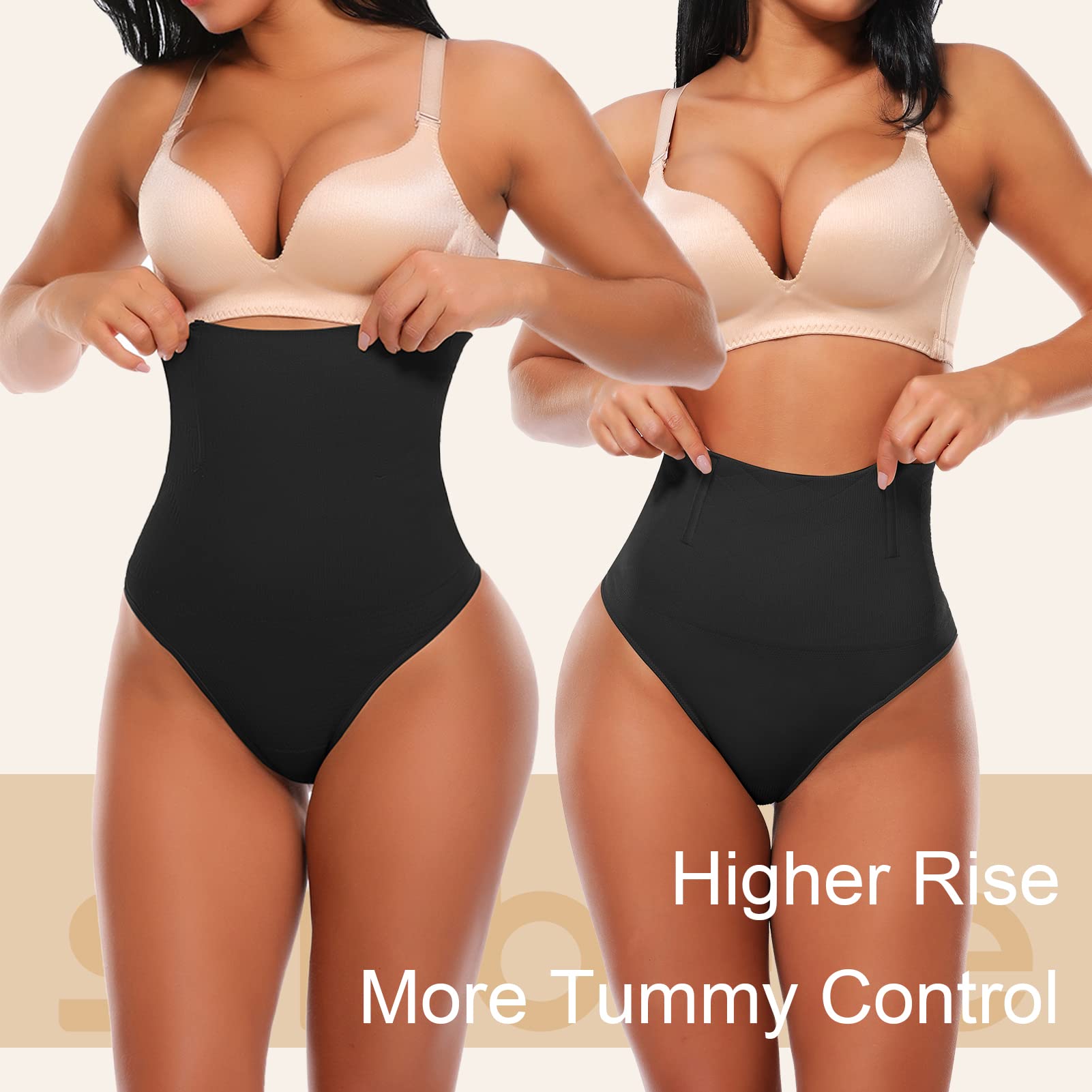 SlimBelle High Waisted Tummy Control Thong for Women - Seamless Shapewear Underwear with Stomach Shaper - Perfect for Everyday Wear, Workouts & Special Occasions