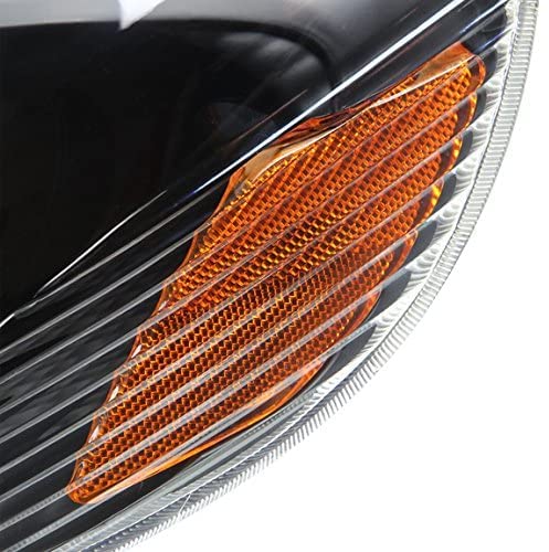 Headlight Assembly Compatible with 2003-2008 Toyota Corolla - Black Housing, Amber Reflector, Clear Lens (Driver & Passenger Side) (14028-GBK) - Perfect for Night Driving & Replacement