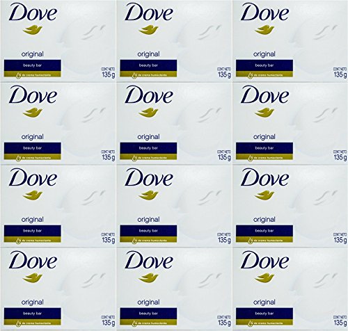 Dove White Beauty Bar Soap 4.75 Oz (135g) - Pack of 12 | Moisturizing Cleanser for Soft Skin | Perfect for Daily Face & Body Wash, Travel, and Gym Essentials