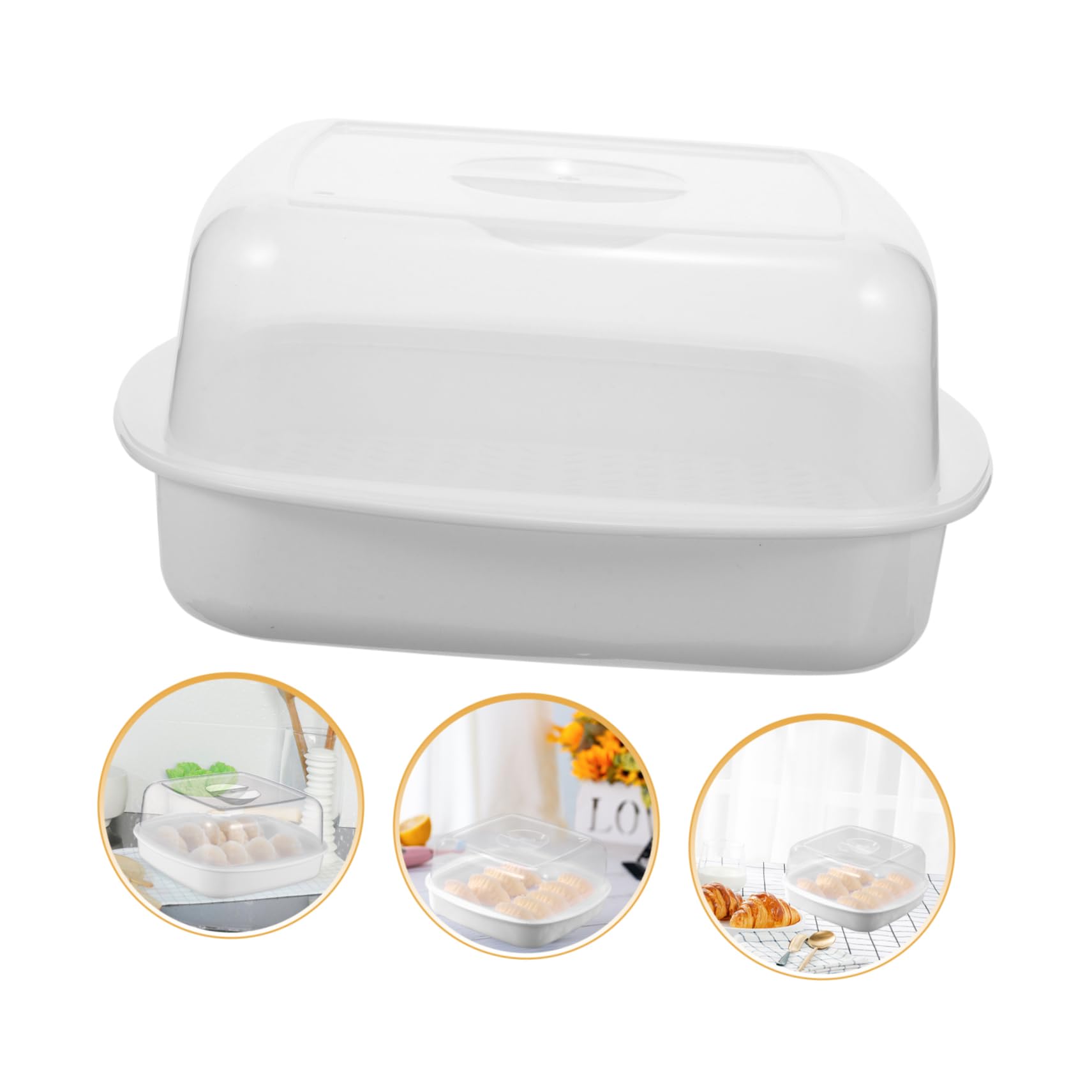 DOITOOL Microwave Steamer Container - 1pc White PP Food Steamer for Bread, Pasta, Fish & Asian Vegetables | Microwave Safe Cookware with Steam Rack | Perfect for Quick Meals, Healthy Cooking & Meal Prep