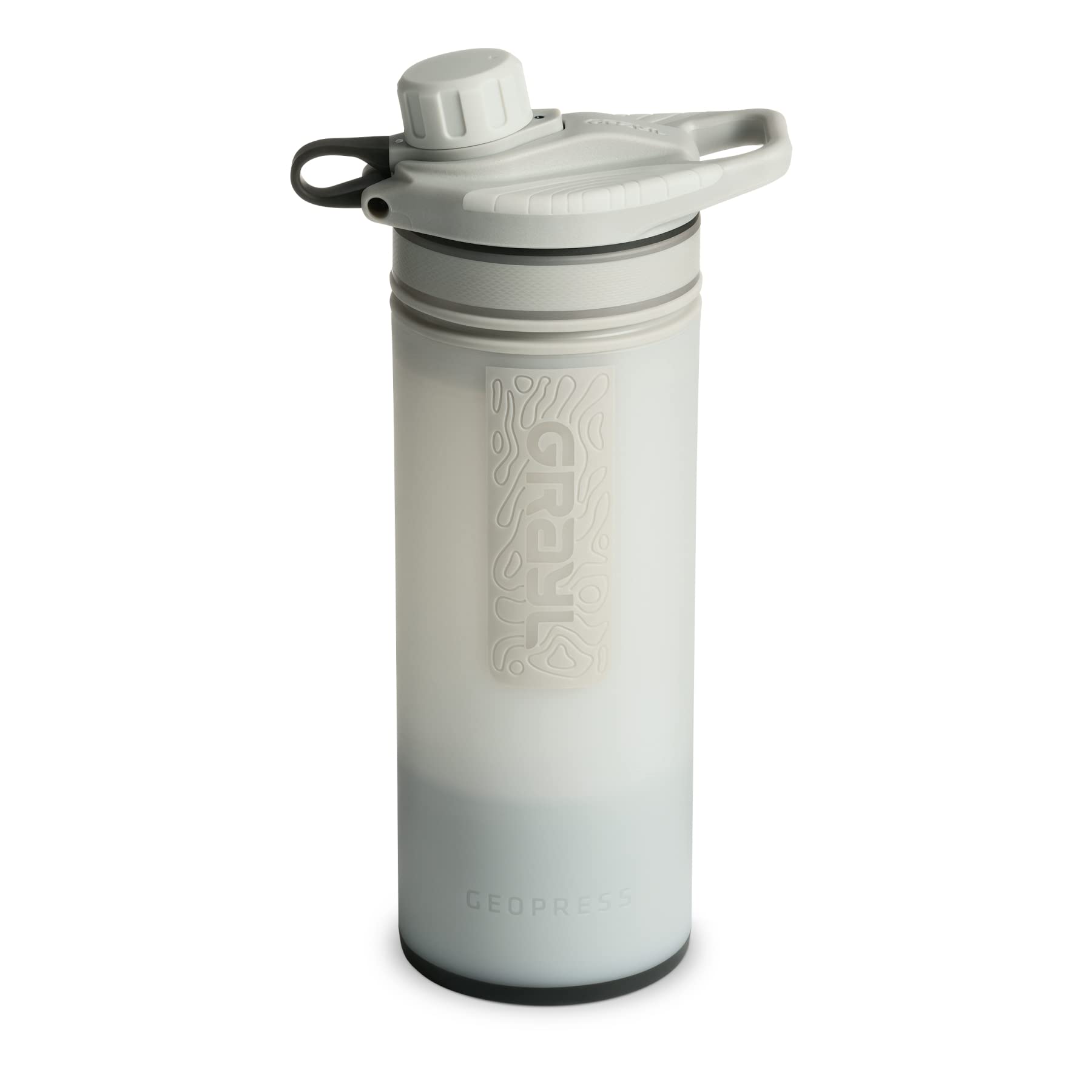 GRAYL GeoPress 24 oz Water Purifier Bottle - Portable Water Filter for Hiking, Camping, Survival, Travel & Emergency Preparedness (Peak White) - Clean Drinking Water Anywhere Outdoors