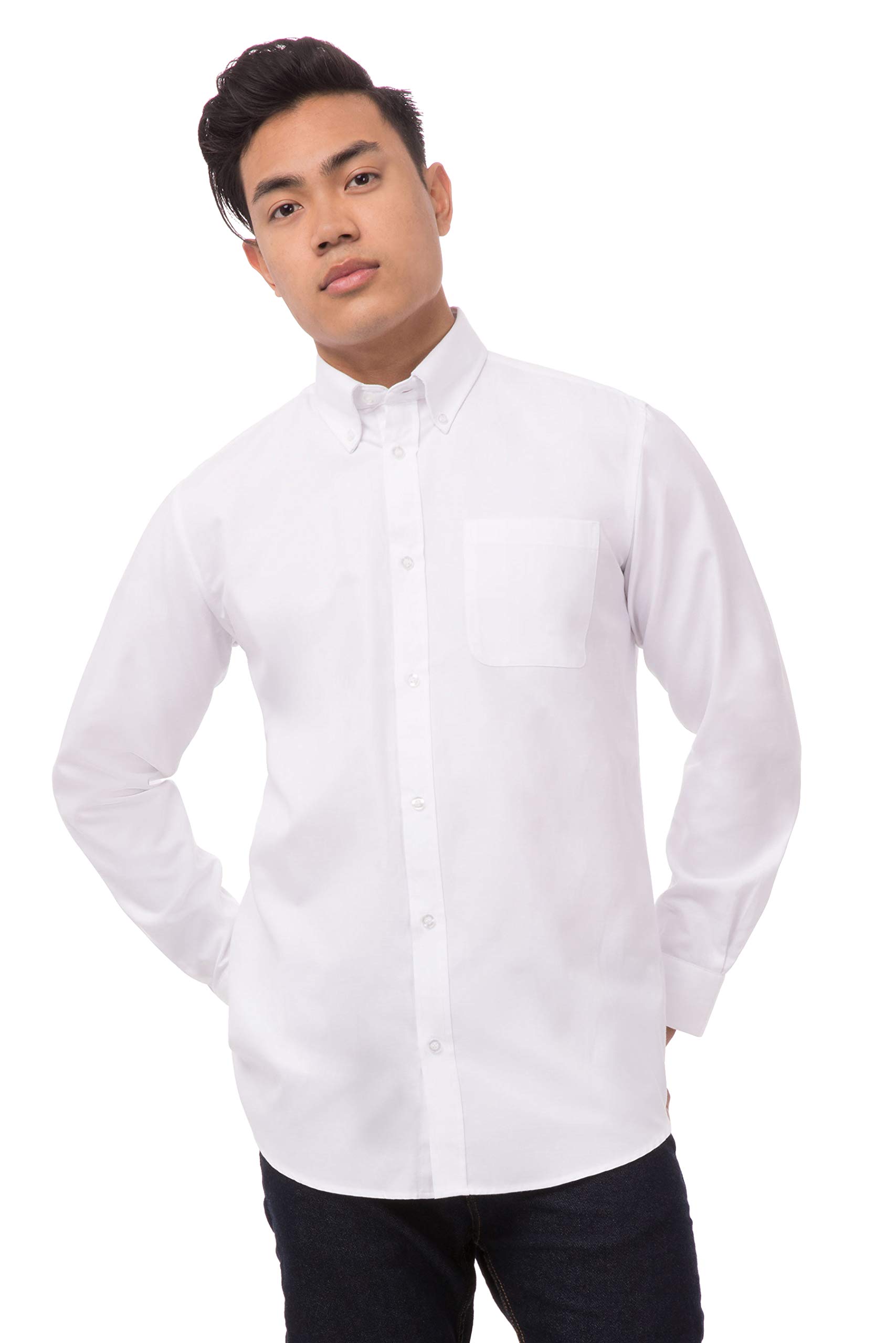 Chef Works Men's Oxford Dress Shirt - Professional Slim Fit Button Down Shirt for Work & Formal Occasions | Business Office, Interviews, Weddings & Special Events