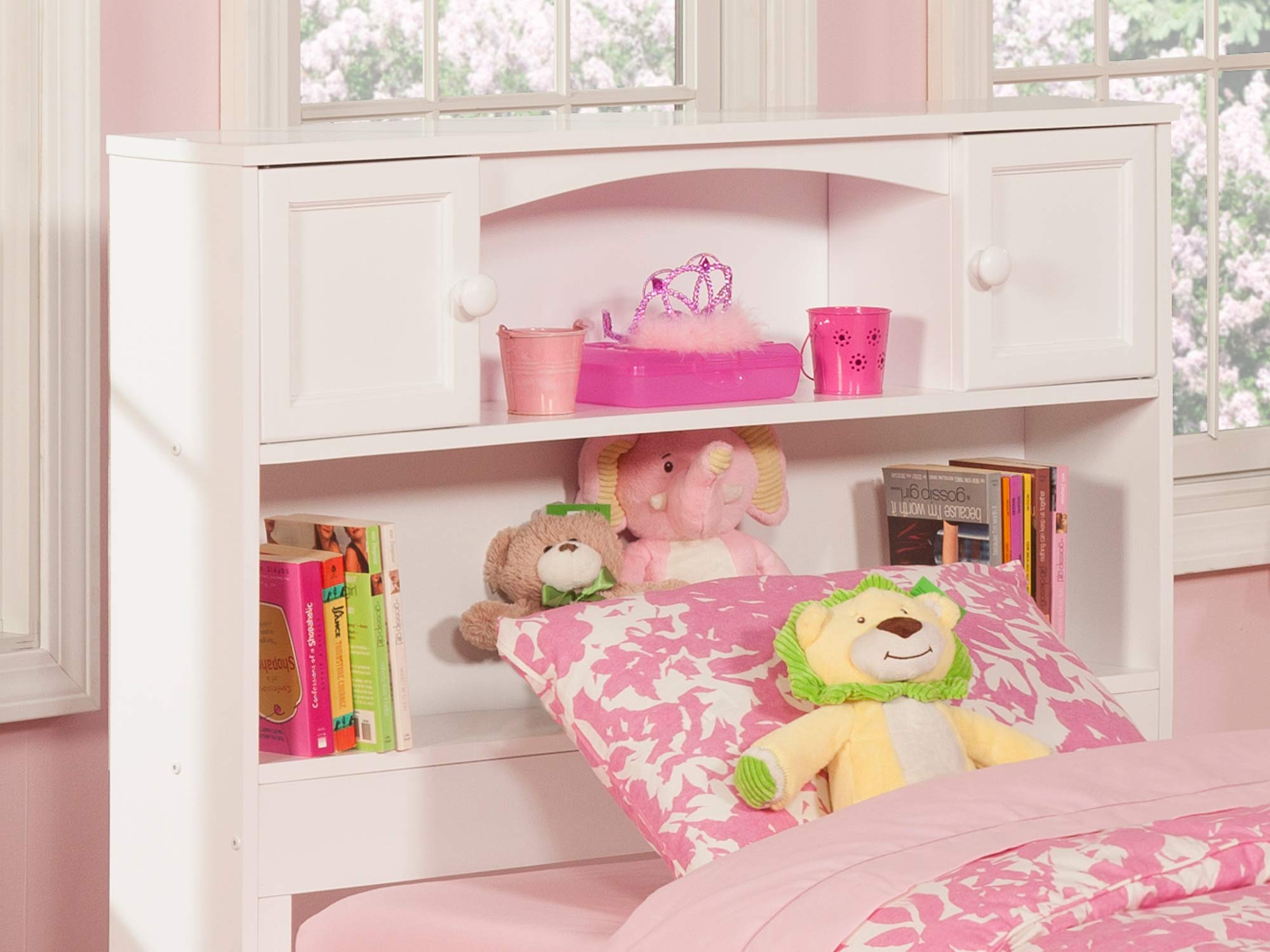 Newport Bookcase Headboard with Storage - Modern Wooden Bed Frame with Built-in Shelves - Perfect for Small Bedrooms, Apartments & Dorm Rooms