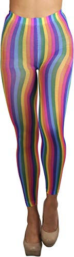 Opaque Vertical Stripe Leggings - Rainbow