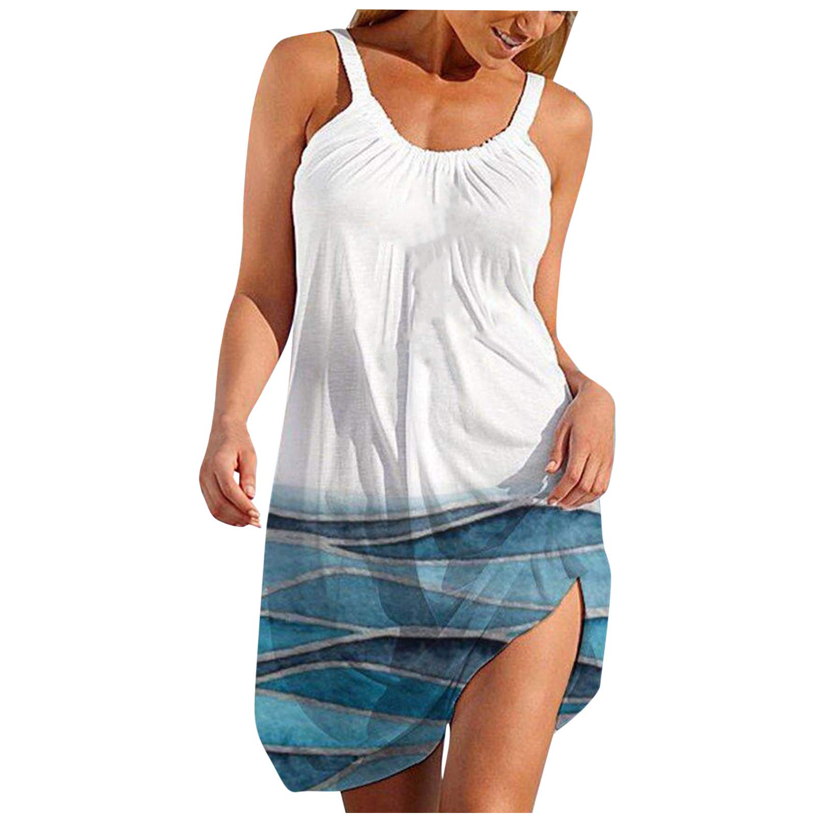 BINGLI Women's Beach Dress - Sexy Sleeveless Marine Print for Summer Vacations