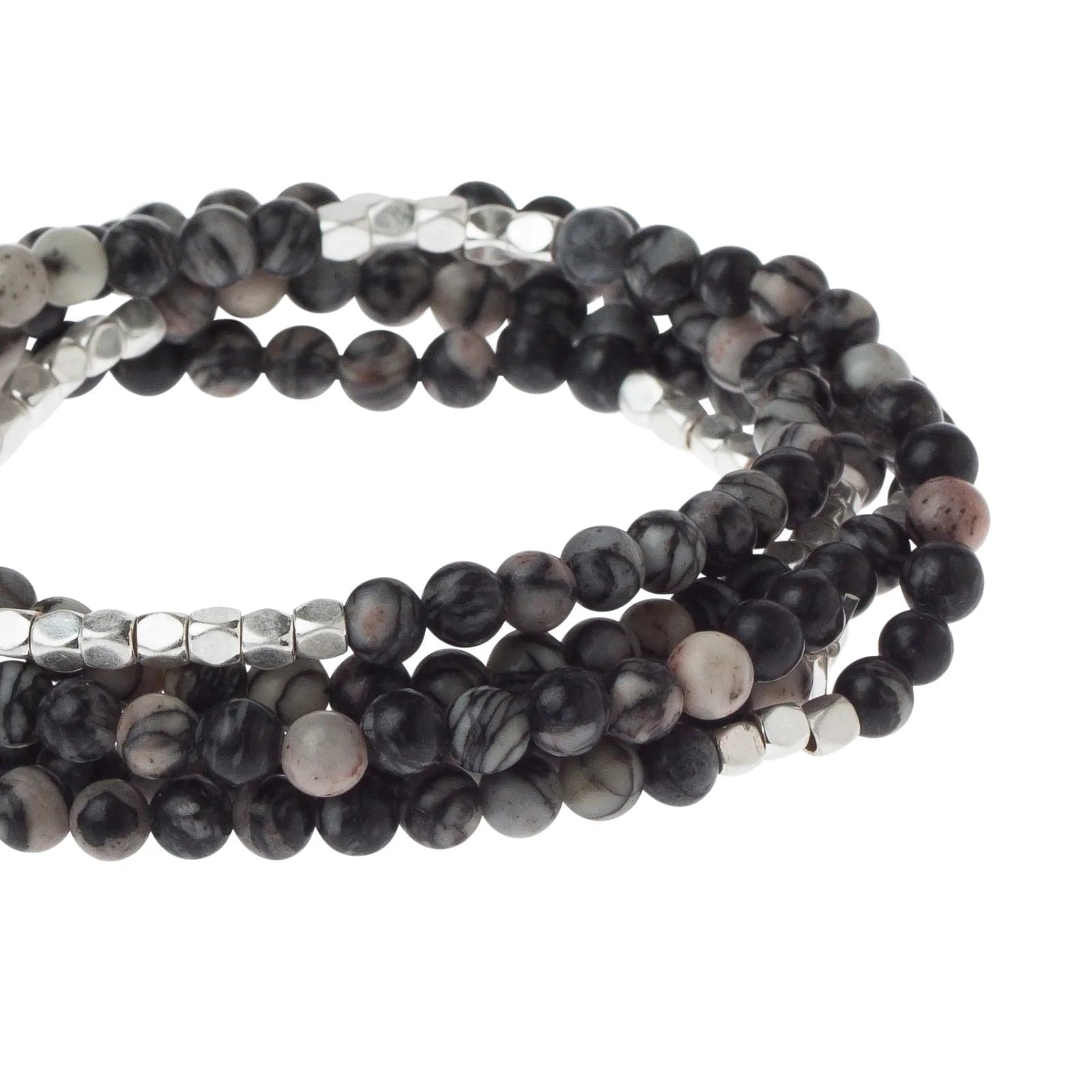 Black Network Agate Wrap Bracelet for Inner Stability & Balance – Perfect for Meditation, Yoga, and Spiritual Healing