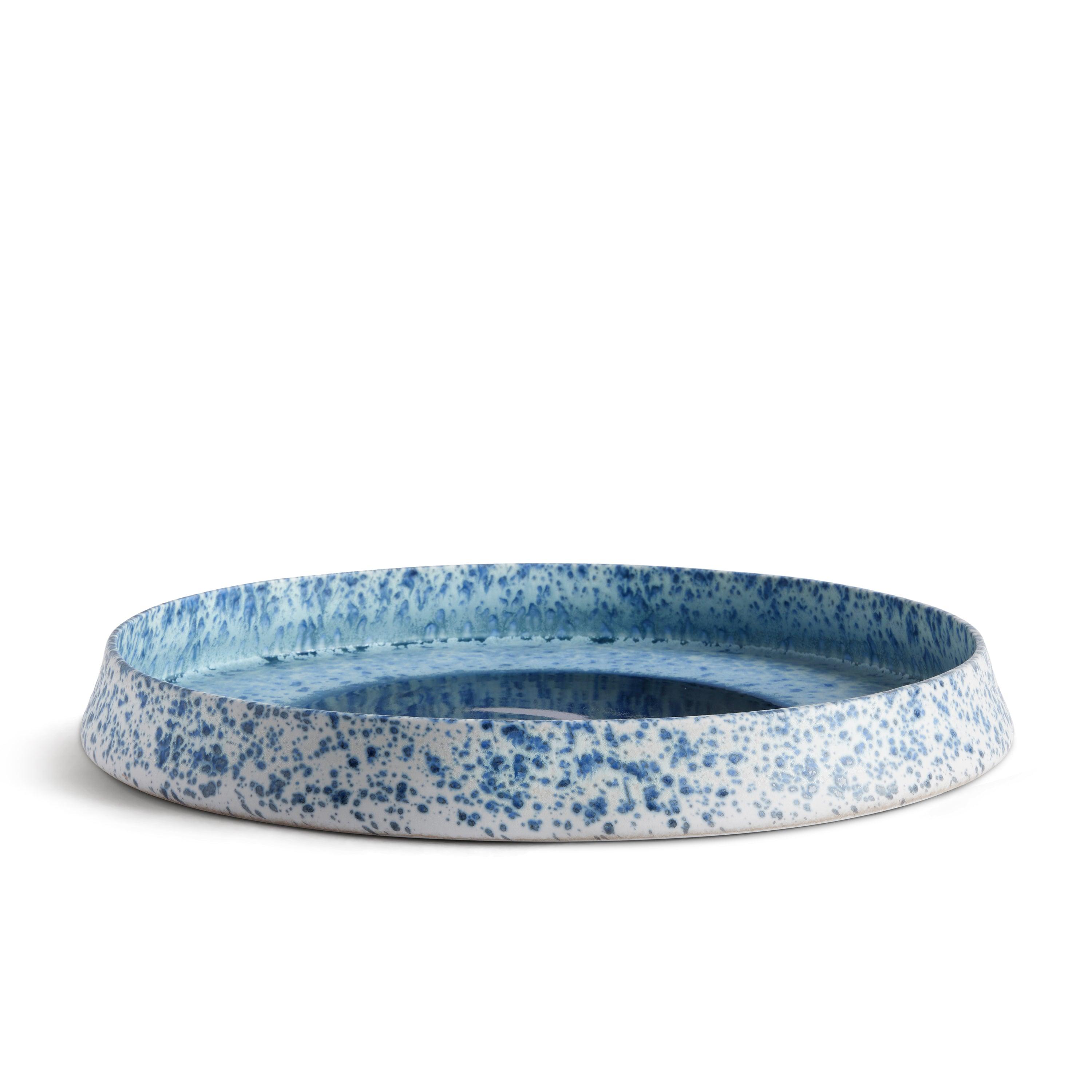 Terra Round Platter - Large Indigo Ceramic Serving Dish for Dinner Parties, Entertaining & Home Decor