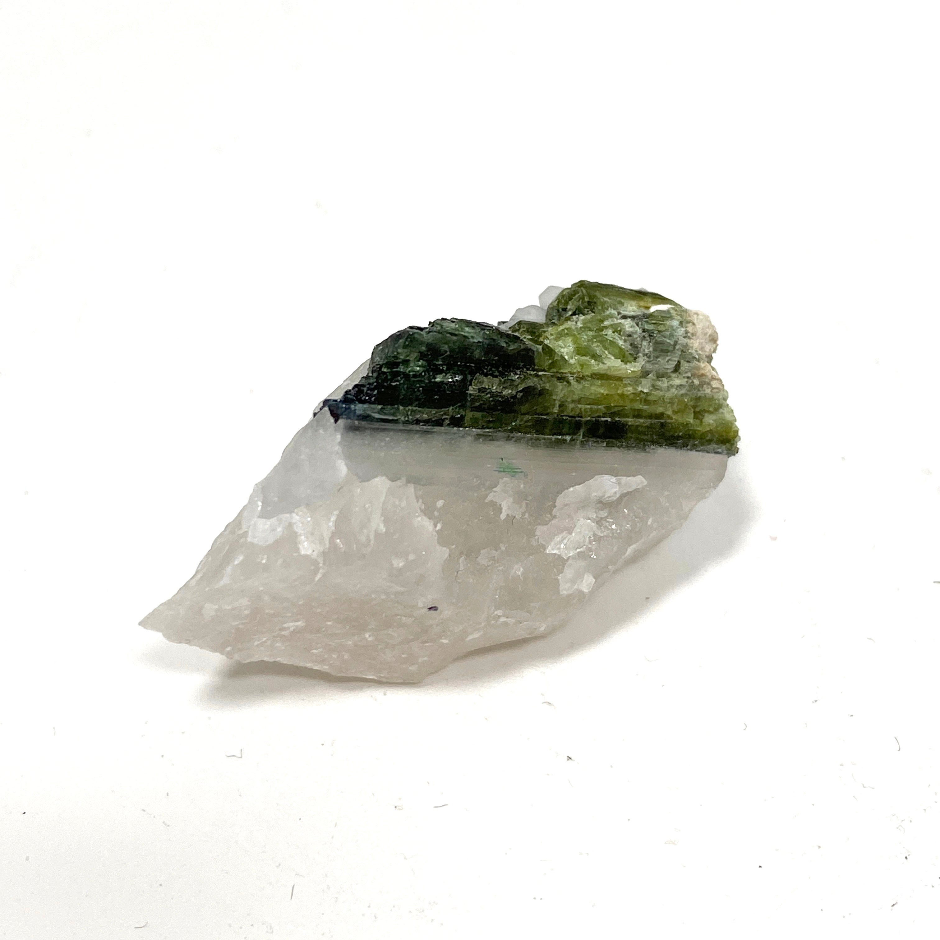 Natural Green Tourmaline on Quartz Crystal Specimen - GTQ05 | Healing Stone for Meditation, Reiki & Home Decor
