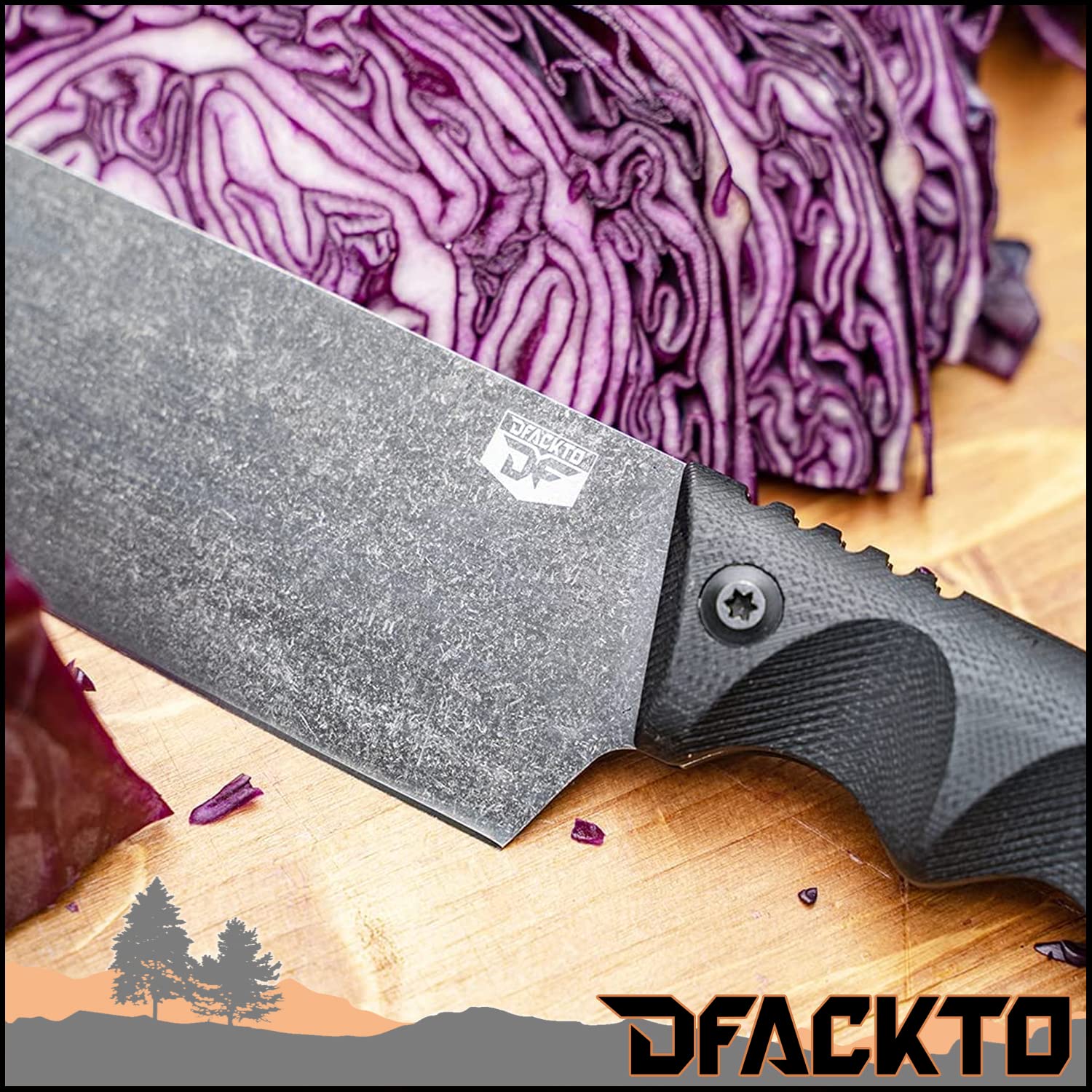 Premium Tactical Chef Knife Set - High Carbon Stainless Steel with G10 Handle & Sheath - Stonewashed Black Outdoor Cooking Knives for Camping, BBQ, Travel & Survival Kit - Professional Kitchen & Tactical Knife Set for Chefs & Adventurers