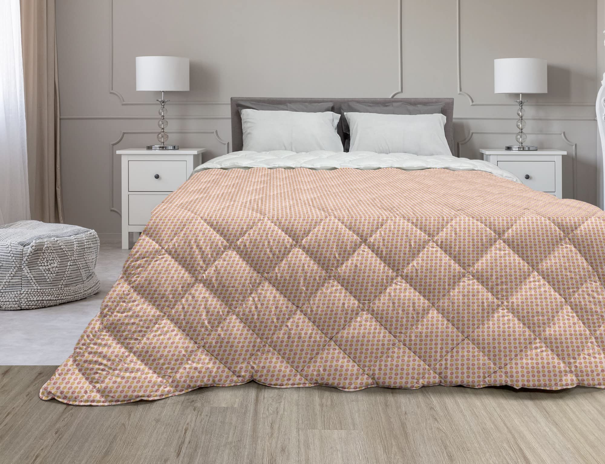Ambesonne Fruits Down Alternative Comforter - Twin Size, Summer Fresh Citrus Print with Orange & Grapefruit Design, All-Season Microfiber Quilt in Coral & Apricot Colors | Perfect for Bedroom Decor, Guest Room, Dorm, and Cozy Home Comfort
