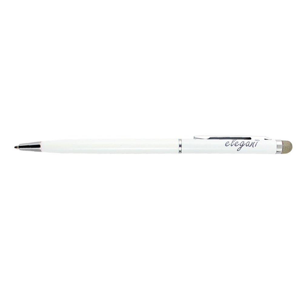 2 in 1 Twist Style Slim Stylus Pen with Microfiber Tip - Dual Function Capacitive Touch Screen Stylus for iPad, iPhone, Android Tablets - Perfect for Drawing, Note-Taking & Digital Signatures (White)