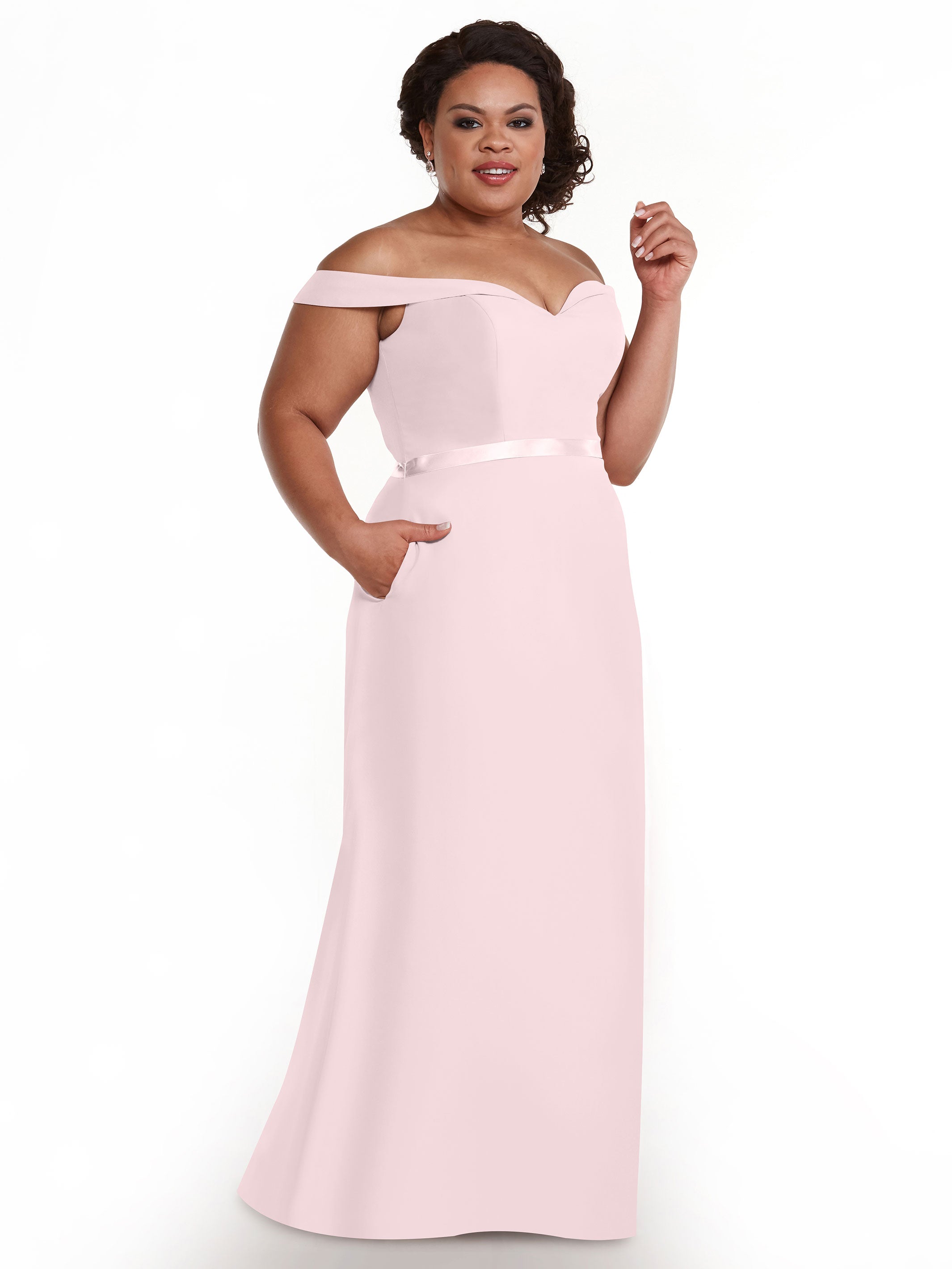 Elegant 80145 Off-The-Shoulder Chiffon A-Line Bridesmaid Dress with Sash - Perfect for Weddings, Formal Events & Special Occasions