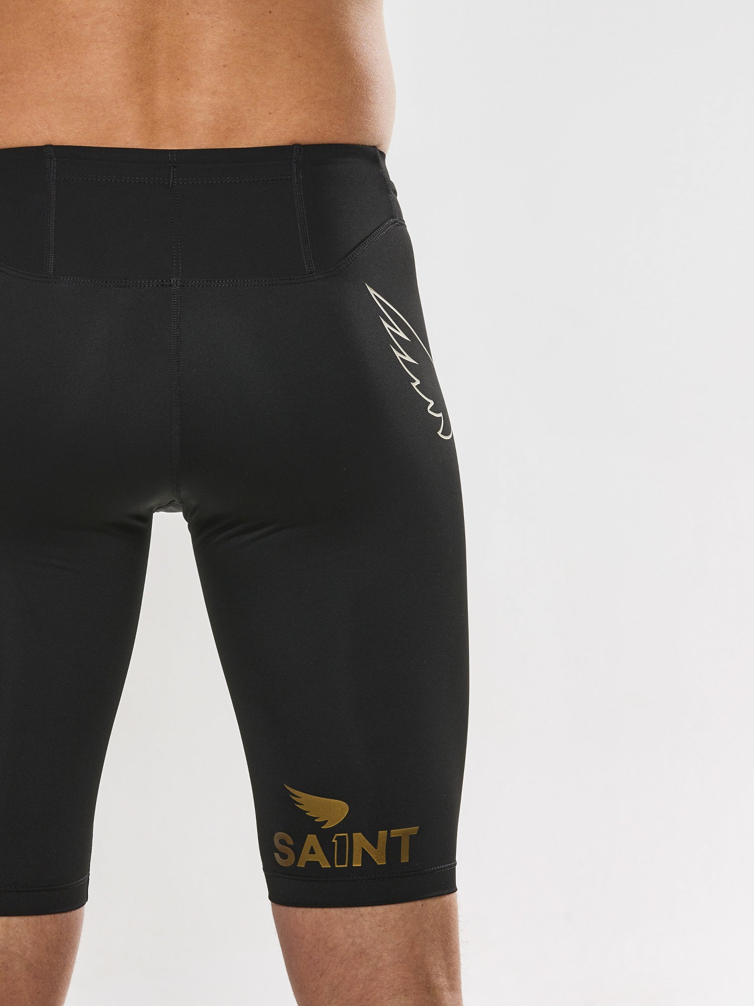 Saint Men's P1 Elite Compression Shorts with Drawcord - Black | High-Performance Workout & Running Shorts for Men