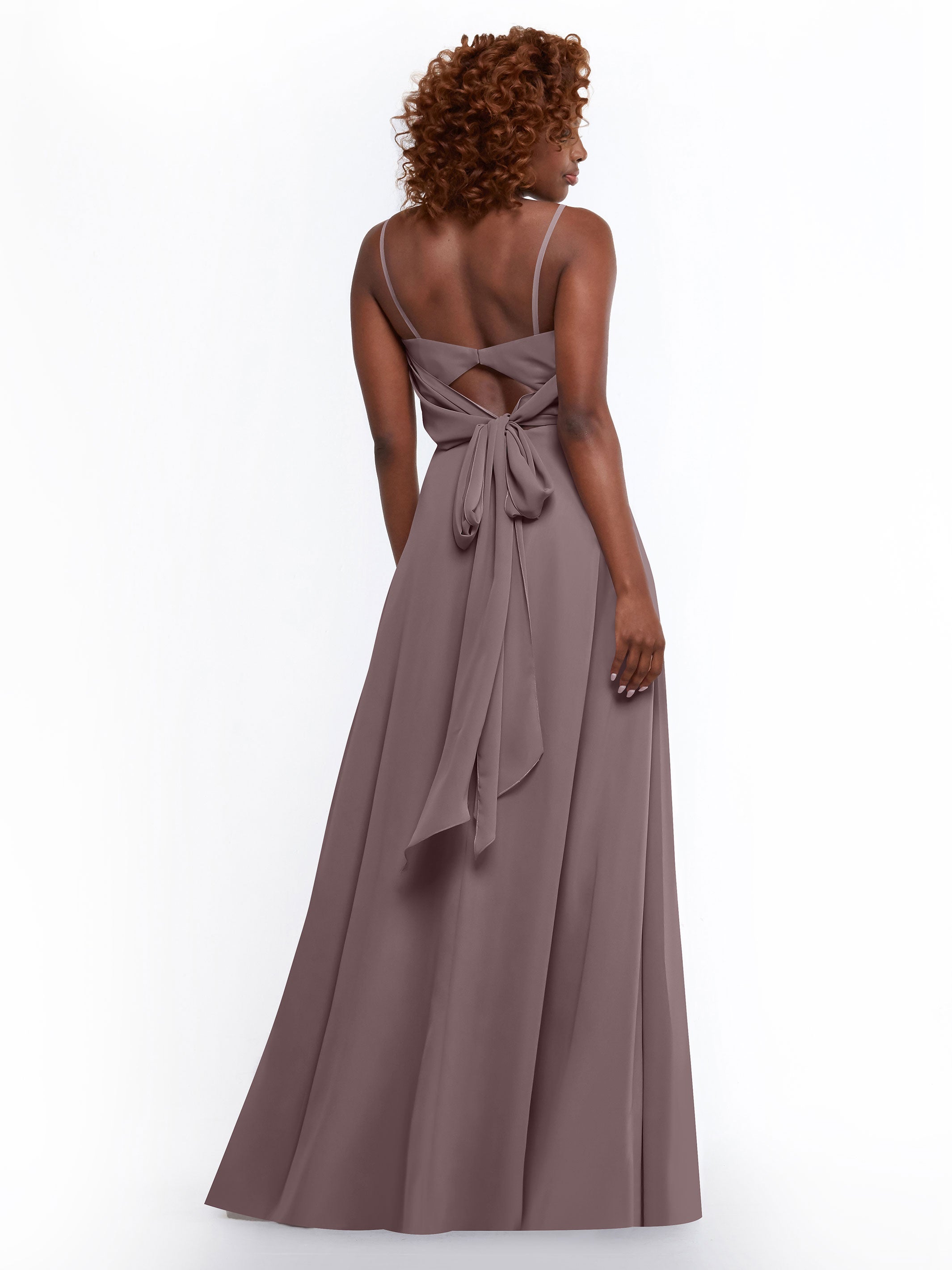 Elegant A-Line Bridesmaid Dress with Flowy Chiffon Skirt and Thigh Slit - Perfect for Weddings, Formal Events & Special Occasions