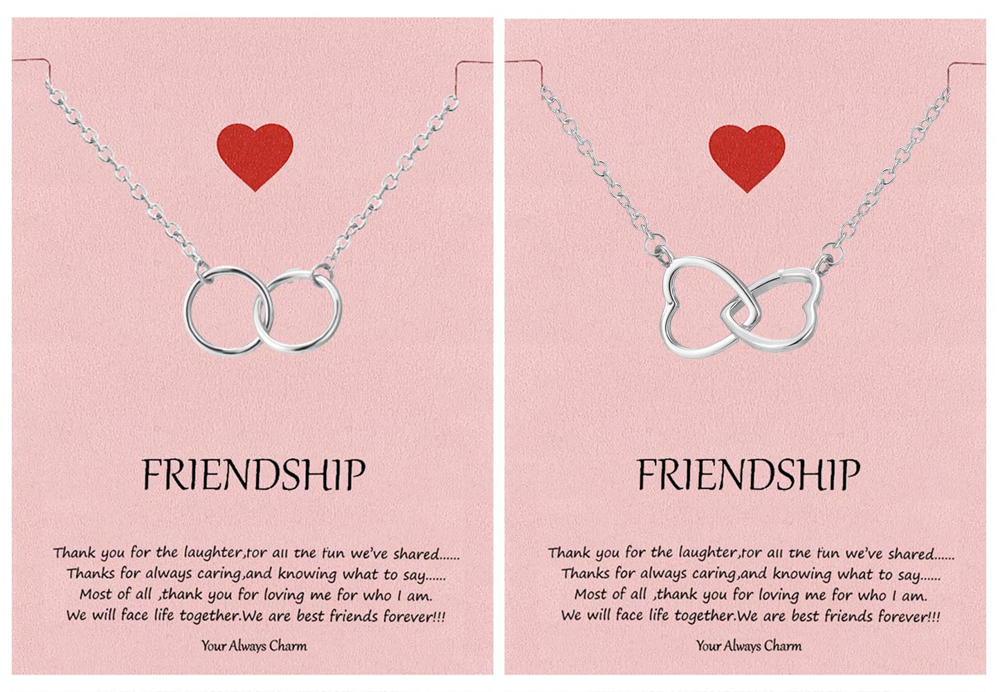 Best Friend Necklaces for 2 - Matching BFF Friendship Necklace Set for Women, Christmas Gifts with Greeting Card, Stocking Stuffers for Her 2024 - Perfect for Bestie Gifts, Sister Jewelry & Friendship Day Presents