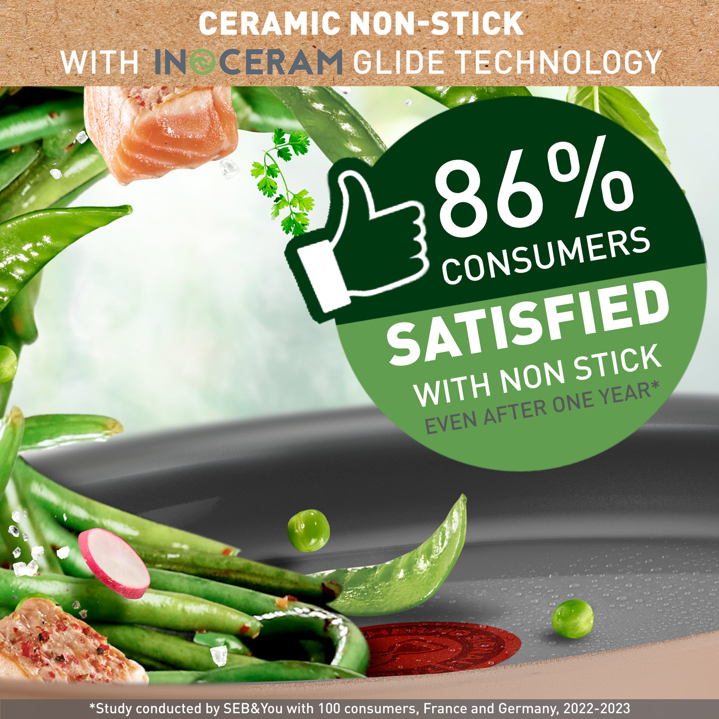 Tefal Revive Ceramic Induction Non-Stick Saute Pan with Lid - 24cm (9.5 Inch) - Eco-Friendly Cookware for Healthy Cooking - Perfect for Frying, Searing & Sauteing Vegetables, Meat & Eggs