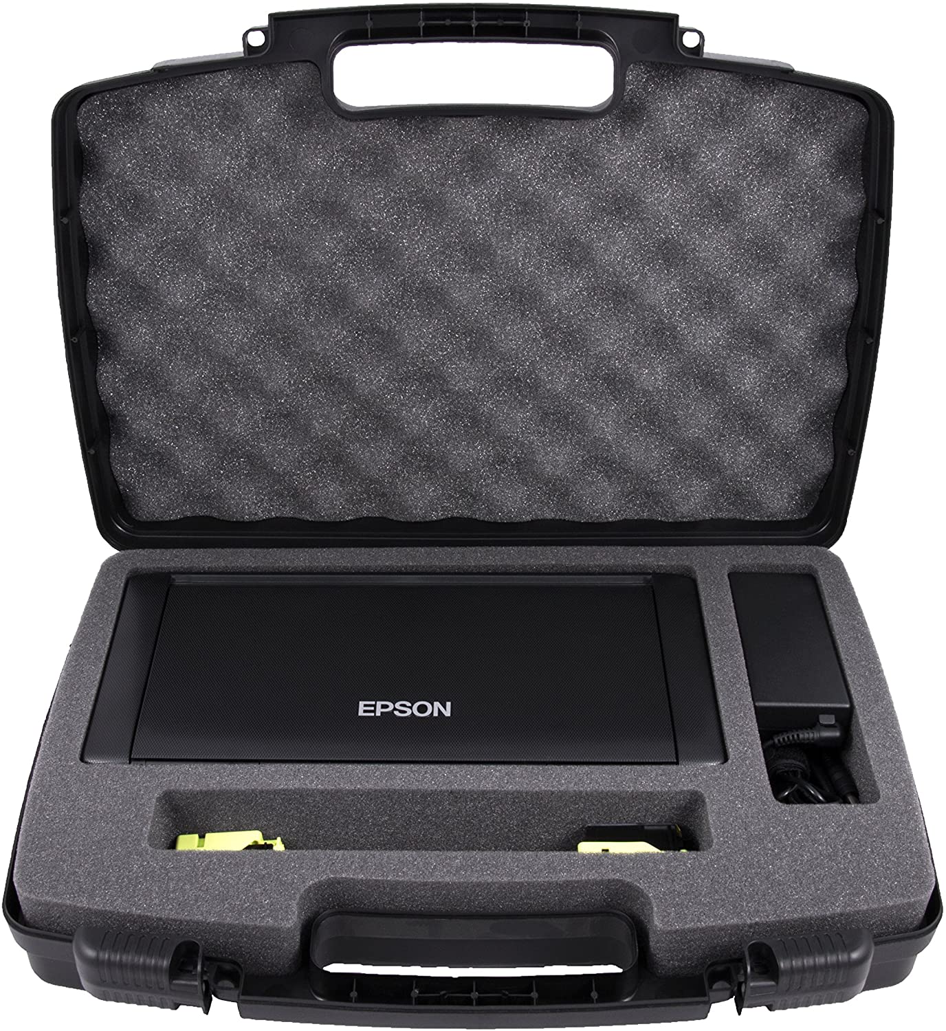CASEMATIX Travel Case for Epson WF 100 & WF 110 Wireless Mobile Printer - Protective Storage for Printer, Ink Cartridges, Power Adapter & Cables - Perfect for Business Travel, Office & On-the-Go Printing