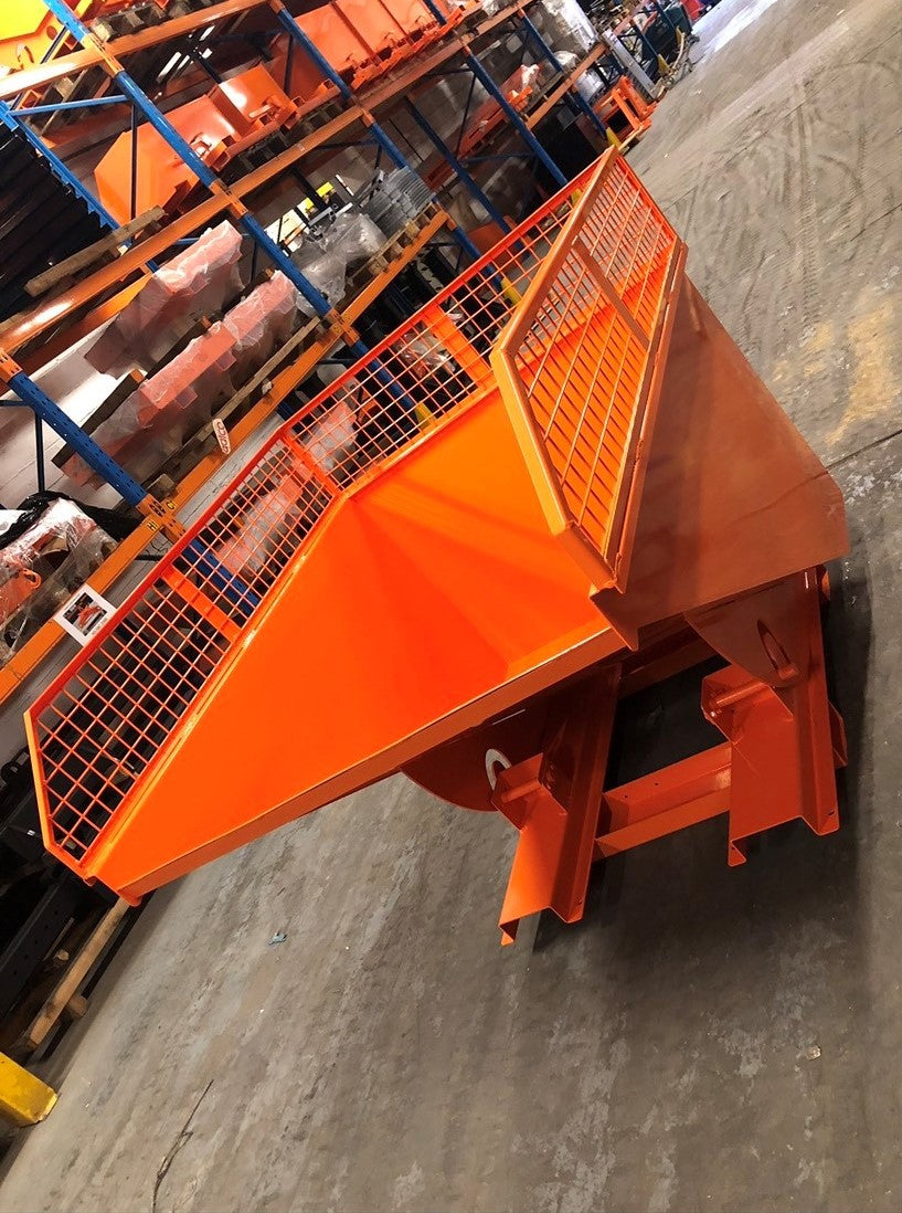 Industrial Forklift Tipping Skip with Heavy-Duty Mesh Side Extension - Perfect for Warehouse, Construction & Recycling Material Handling